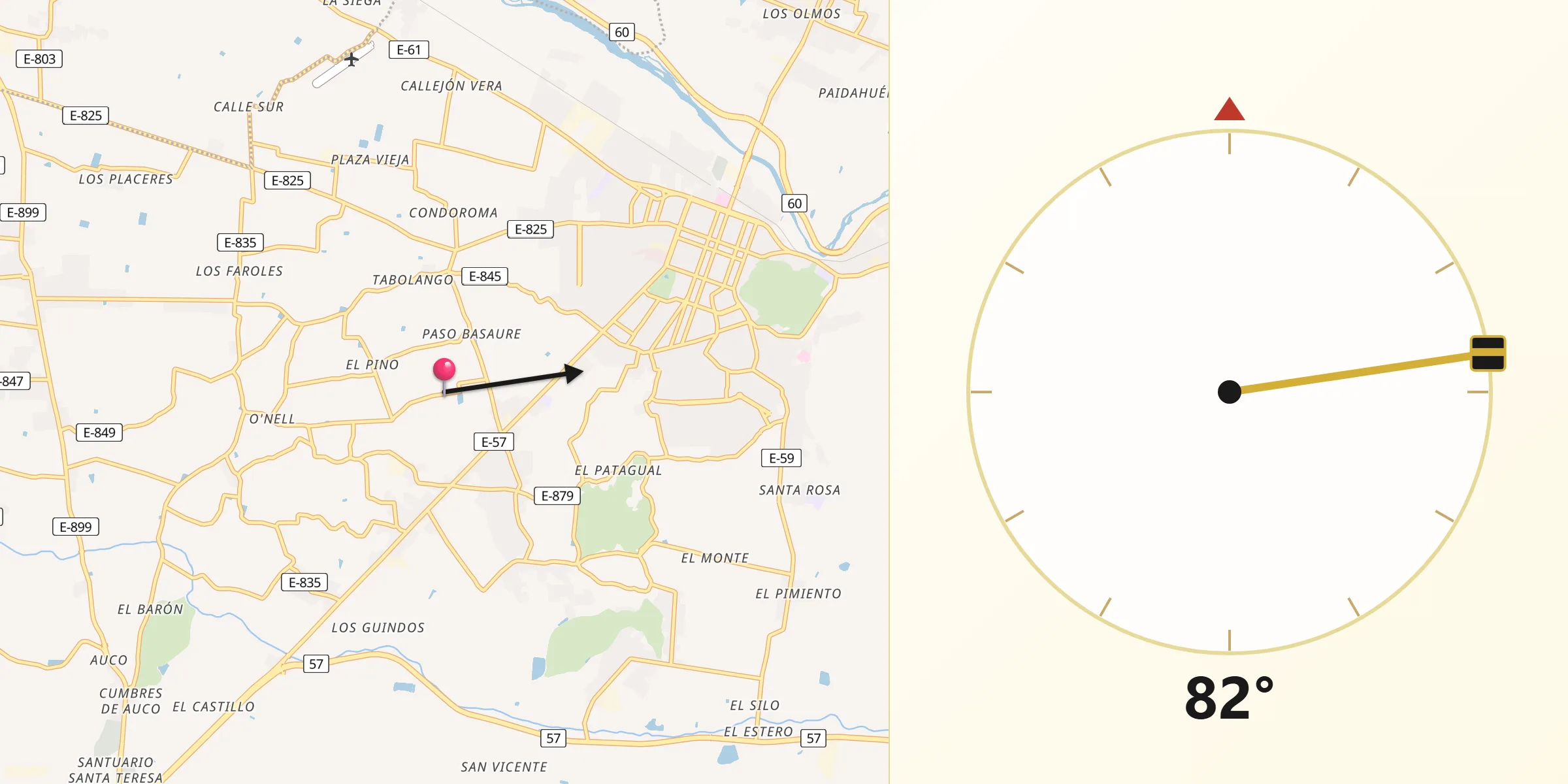 Dirección de la Qibla desde Calle Larga