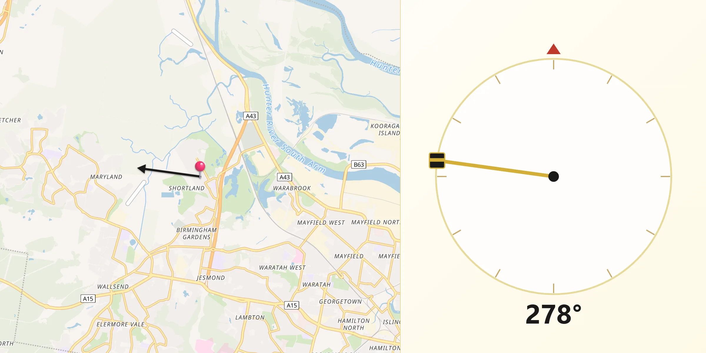 Qibla Direction from Shortland
