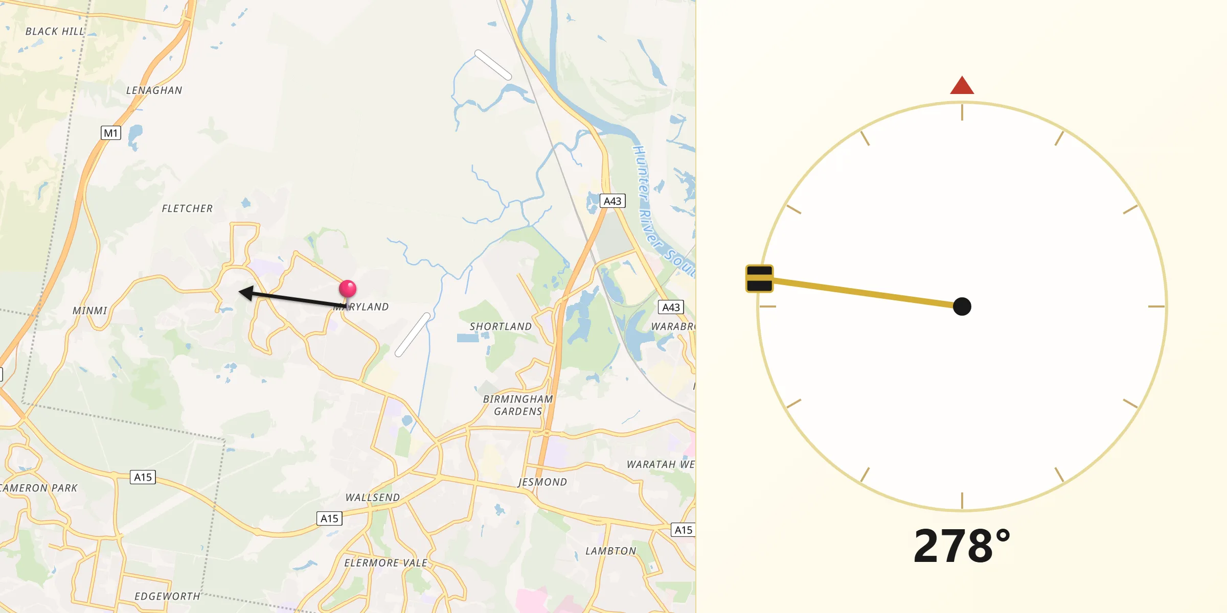 Qibla Direction from Maryland