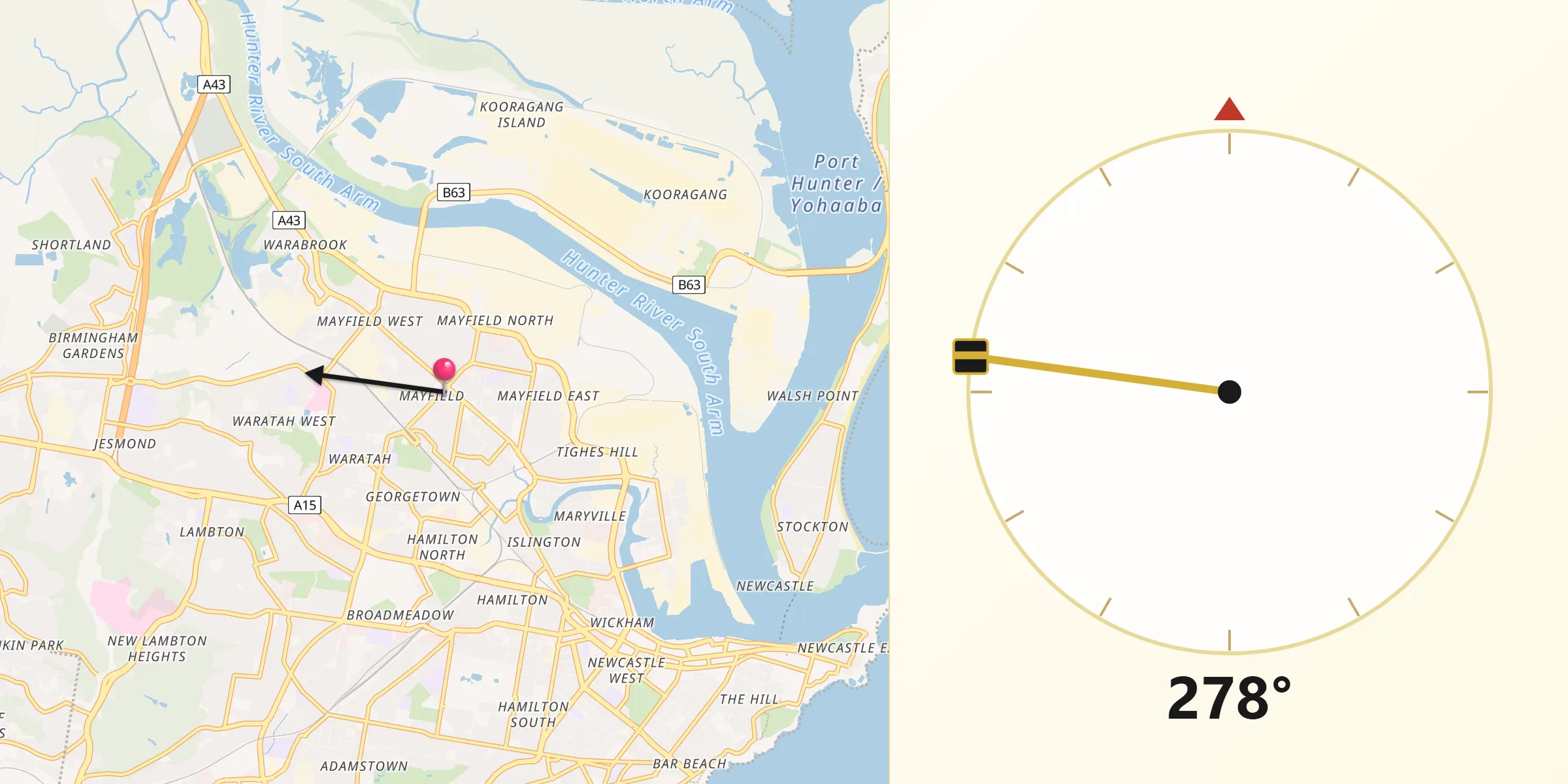 Qibla Direction from Mayfield
