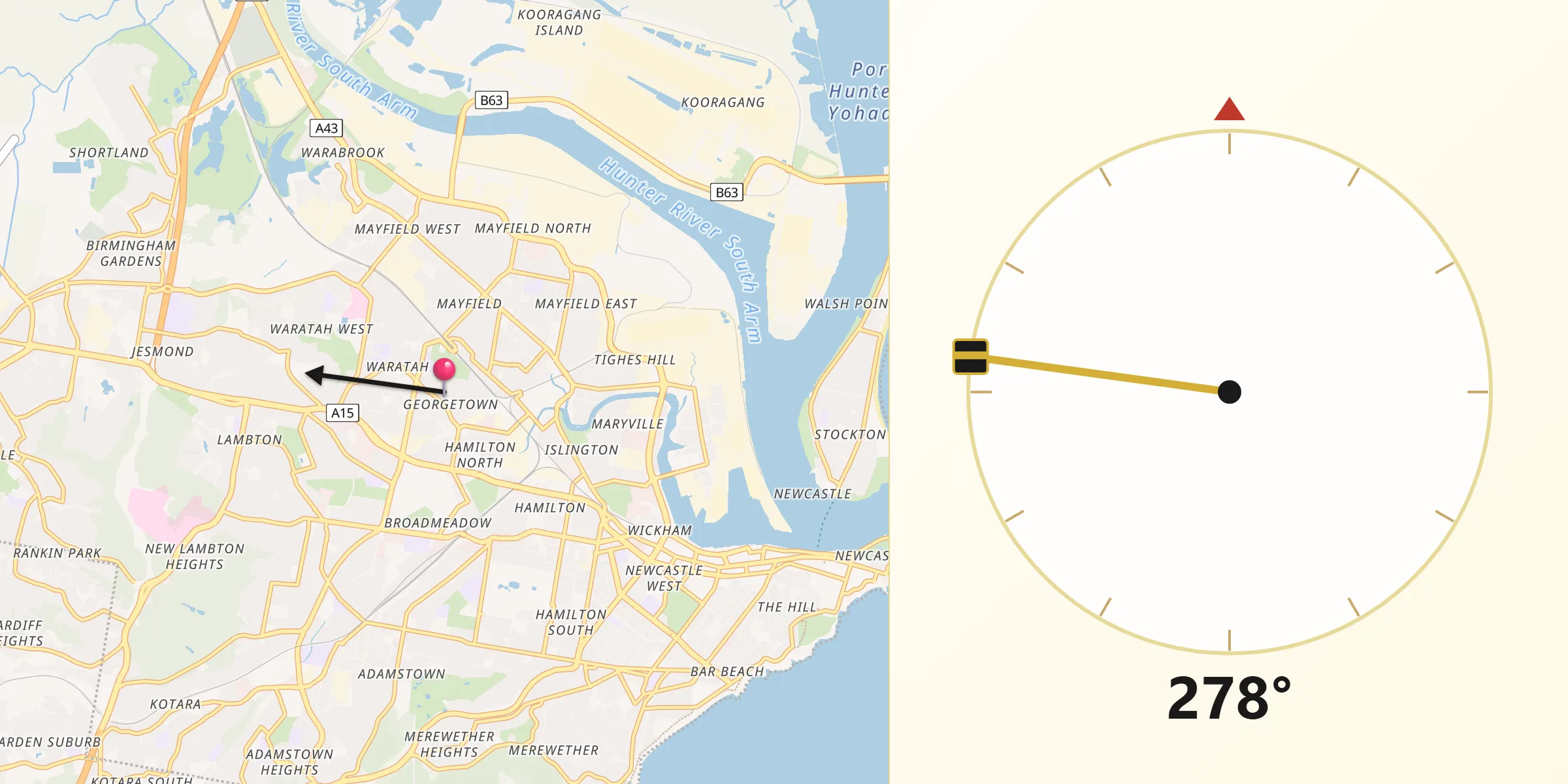 Qibla Direction from Georgetown