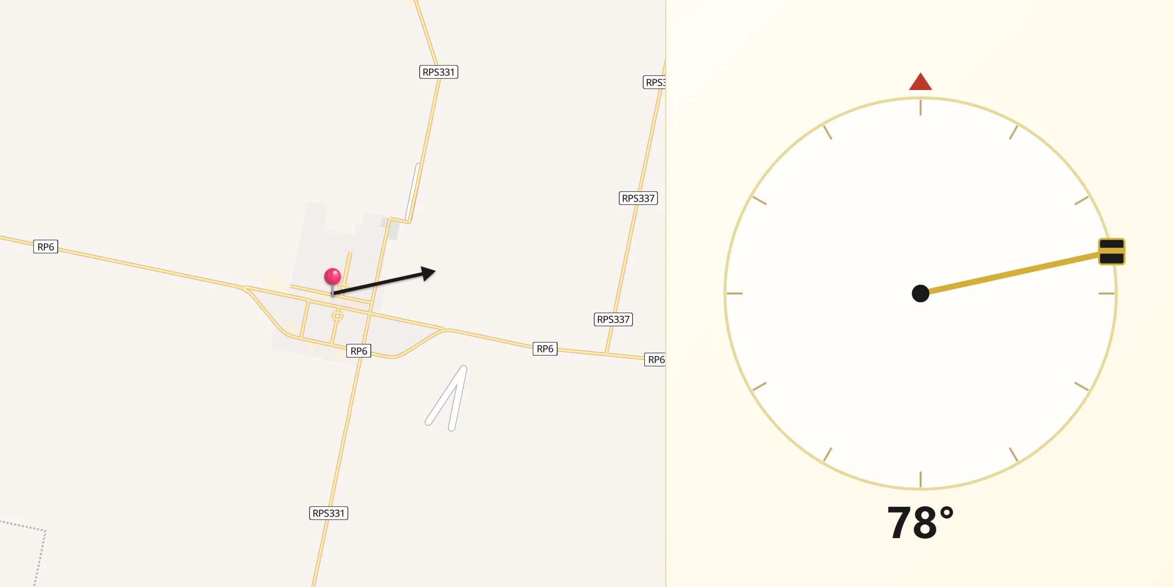 Dirección de la Qibla desde Monte Buey