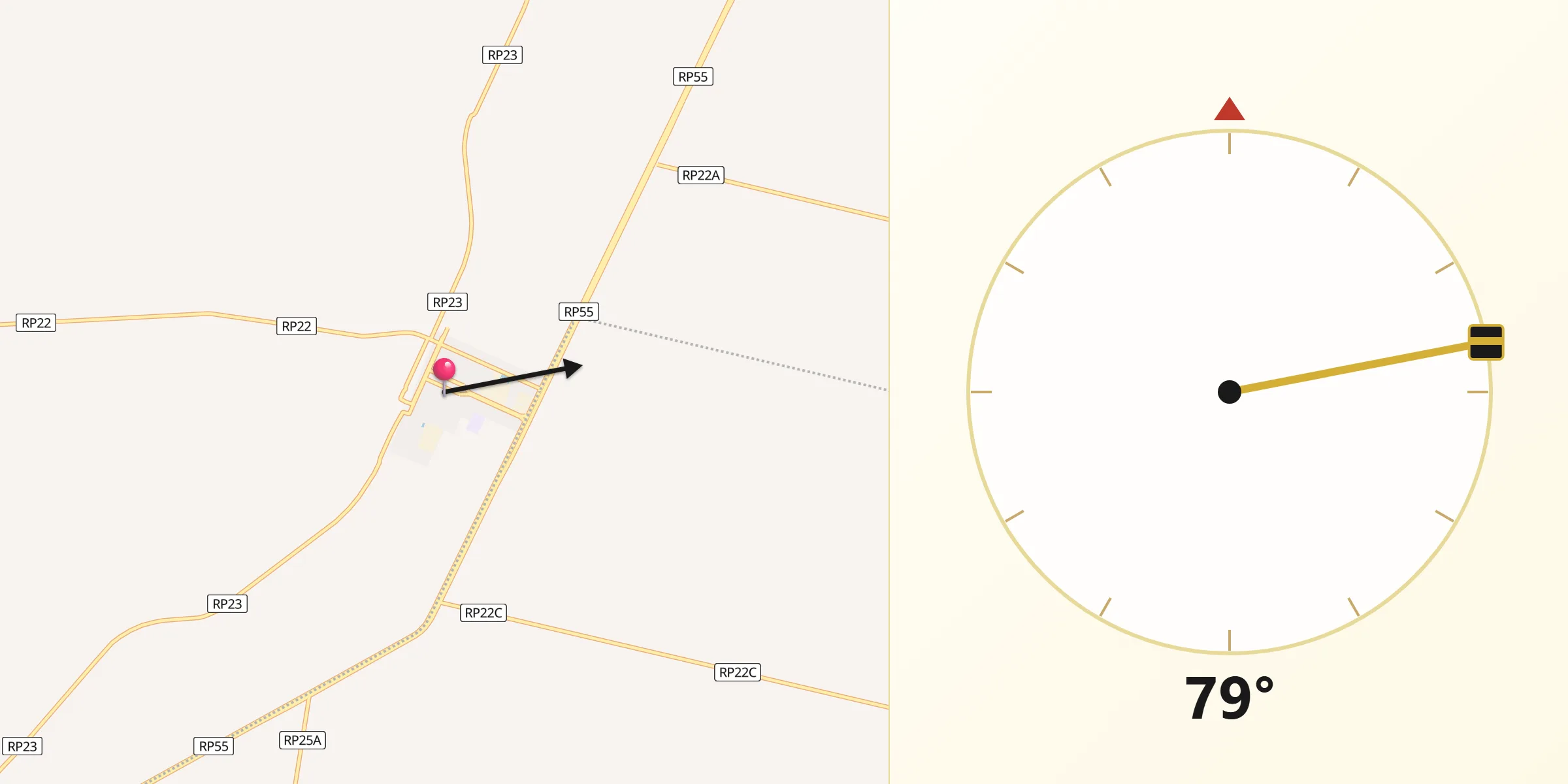 Dirección de la Qibla desde Naschel