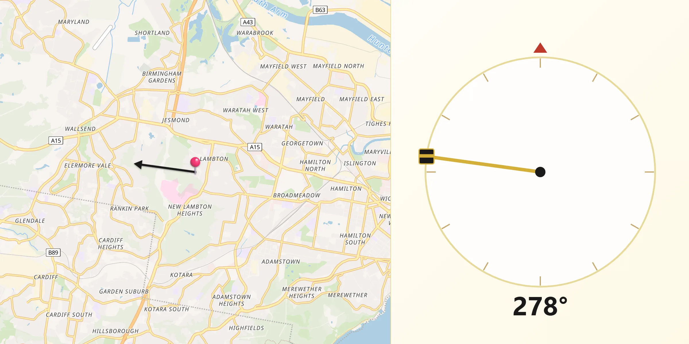 Qibla Direction from Lambton