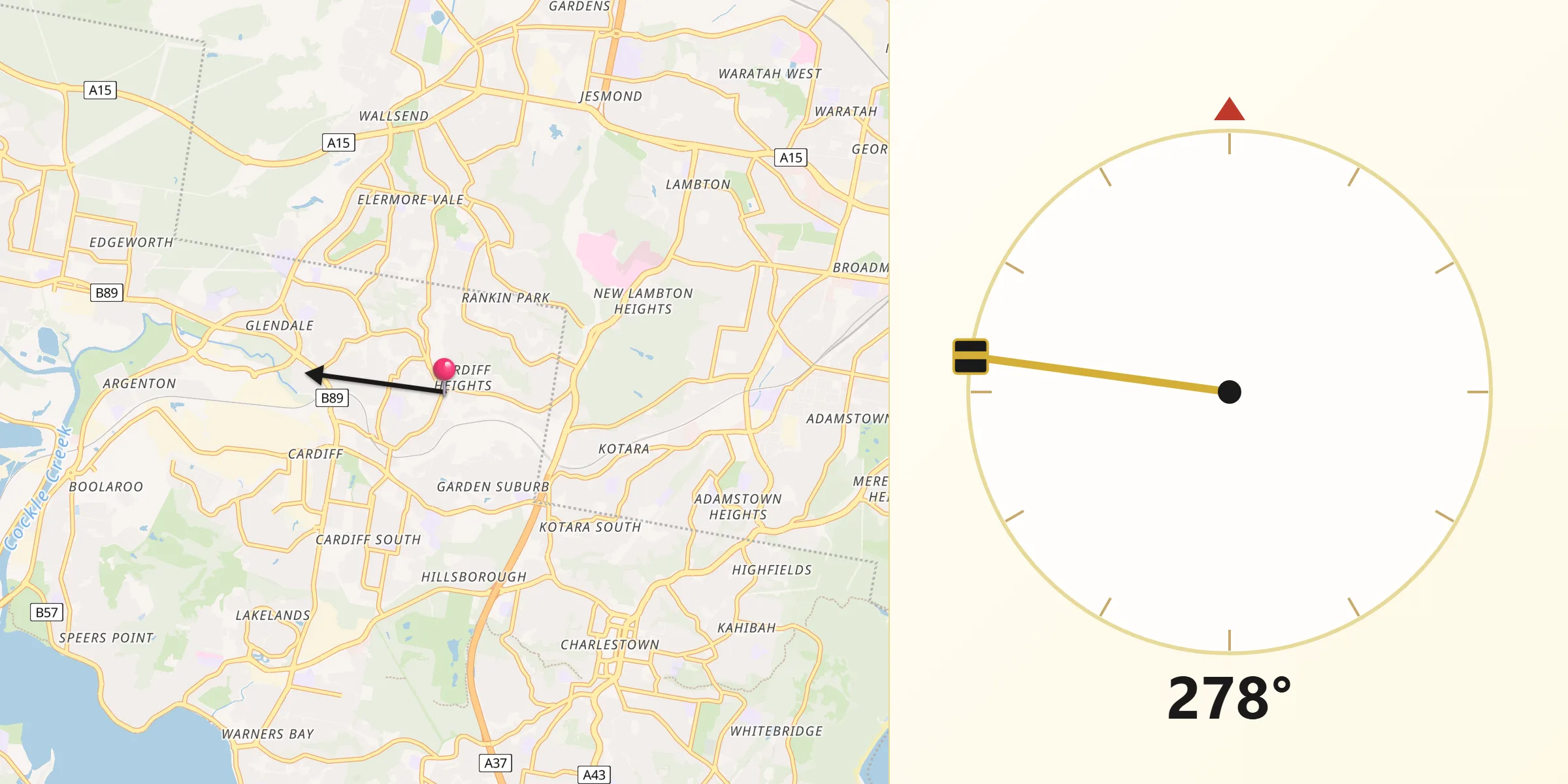 Qibla Direction from Cardiff Heights