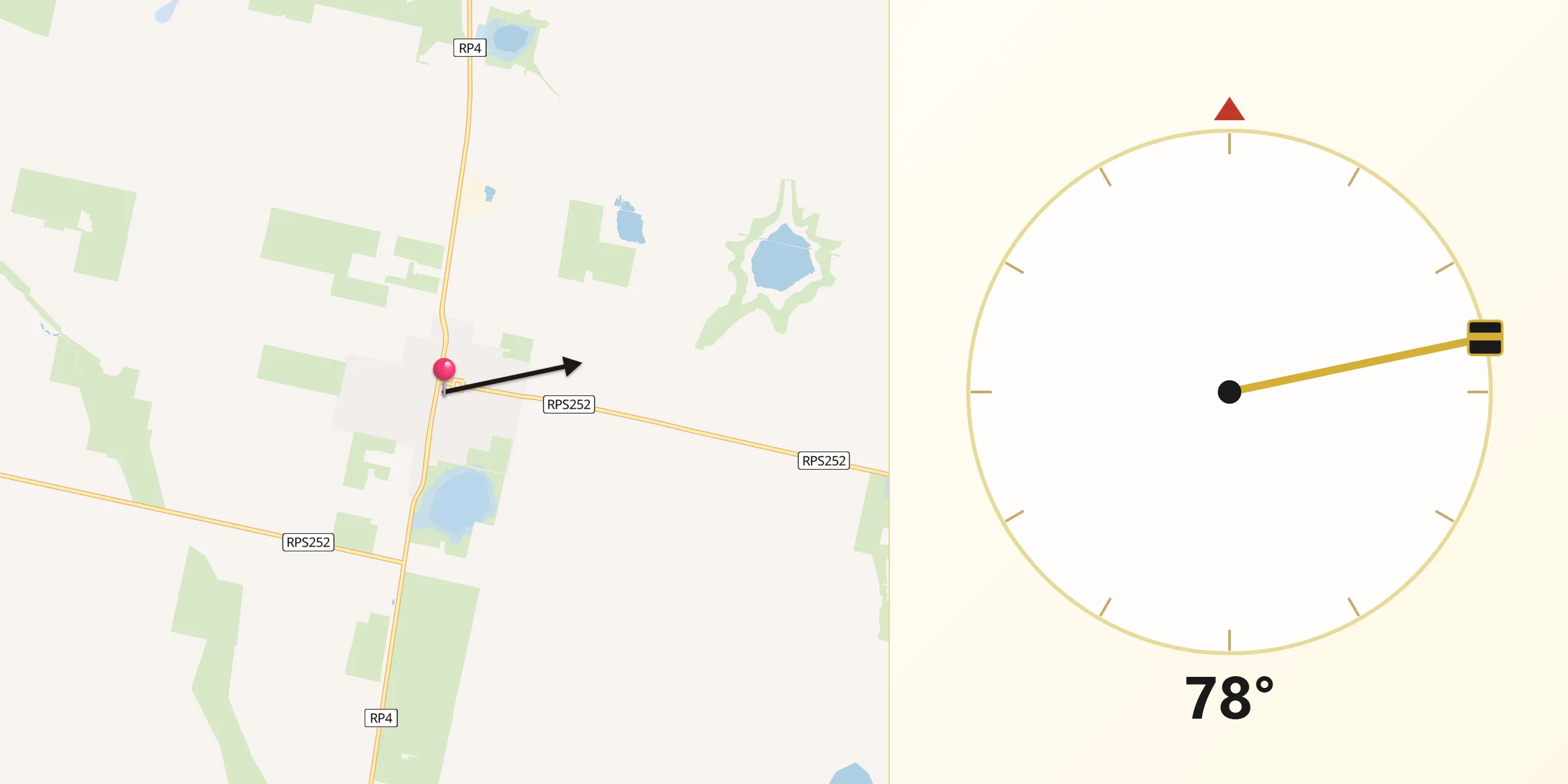 Dirección de la Qibla desde Etruria