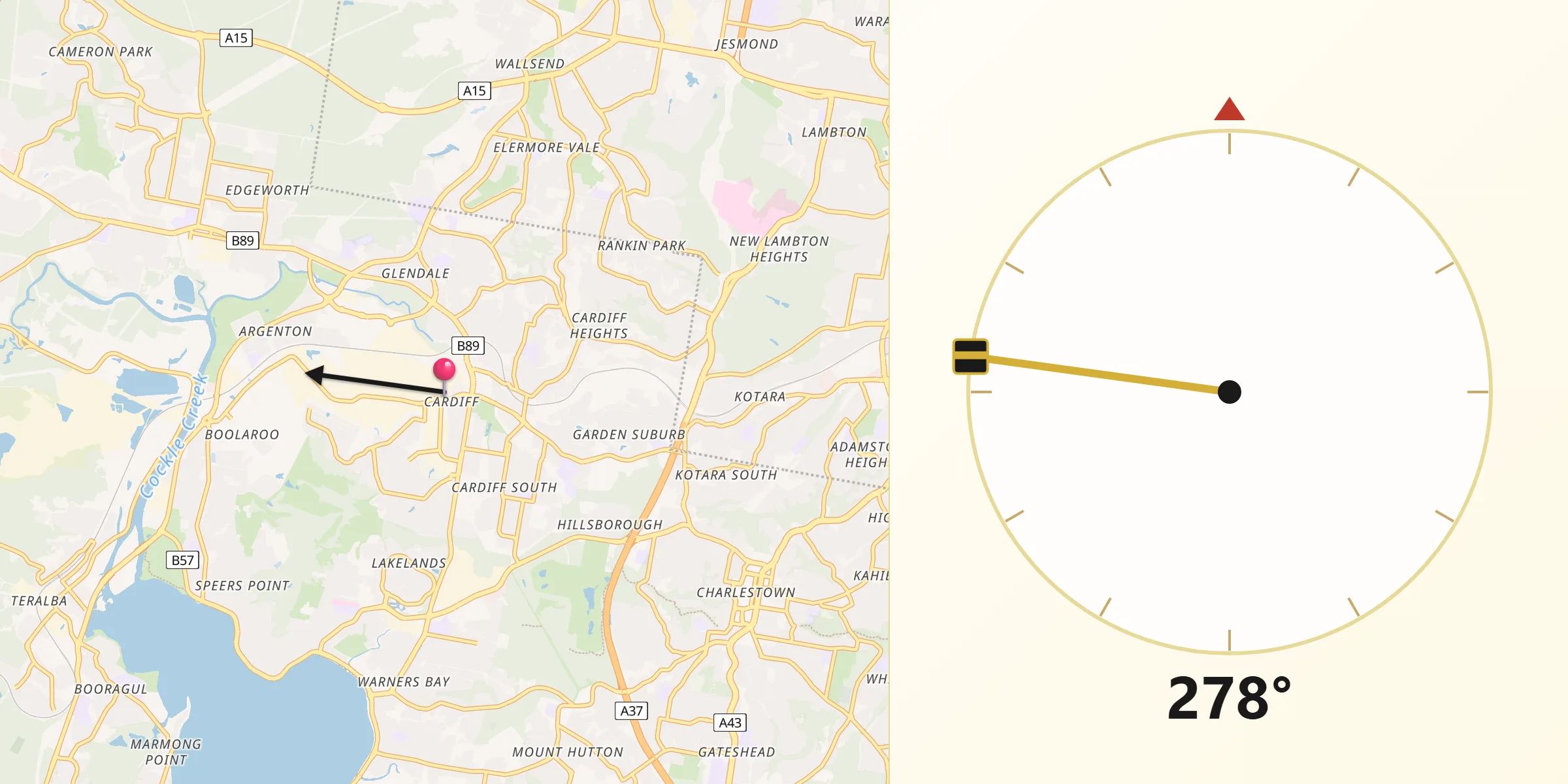 Qibla Direction from Cardiff