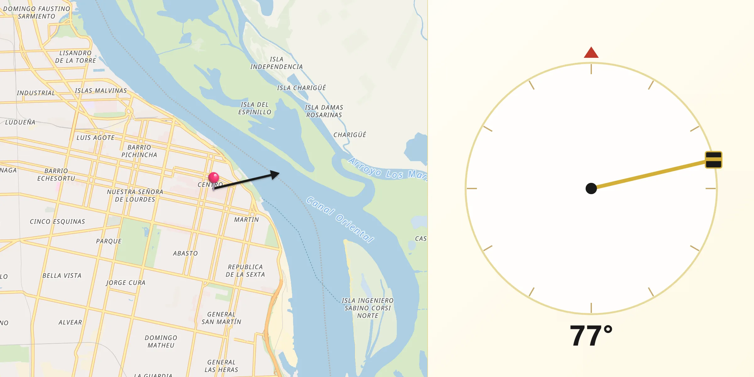 Direzione della Qibla da Rosario