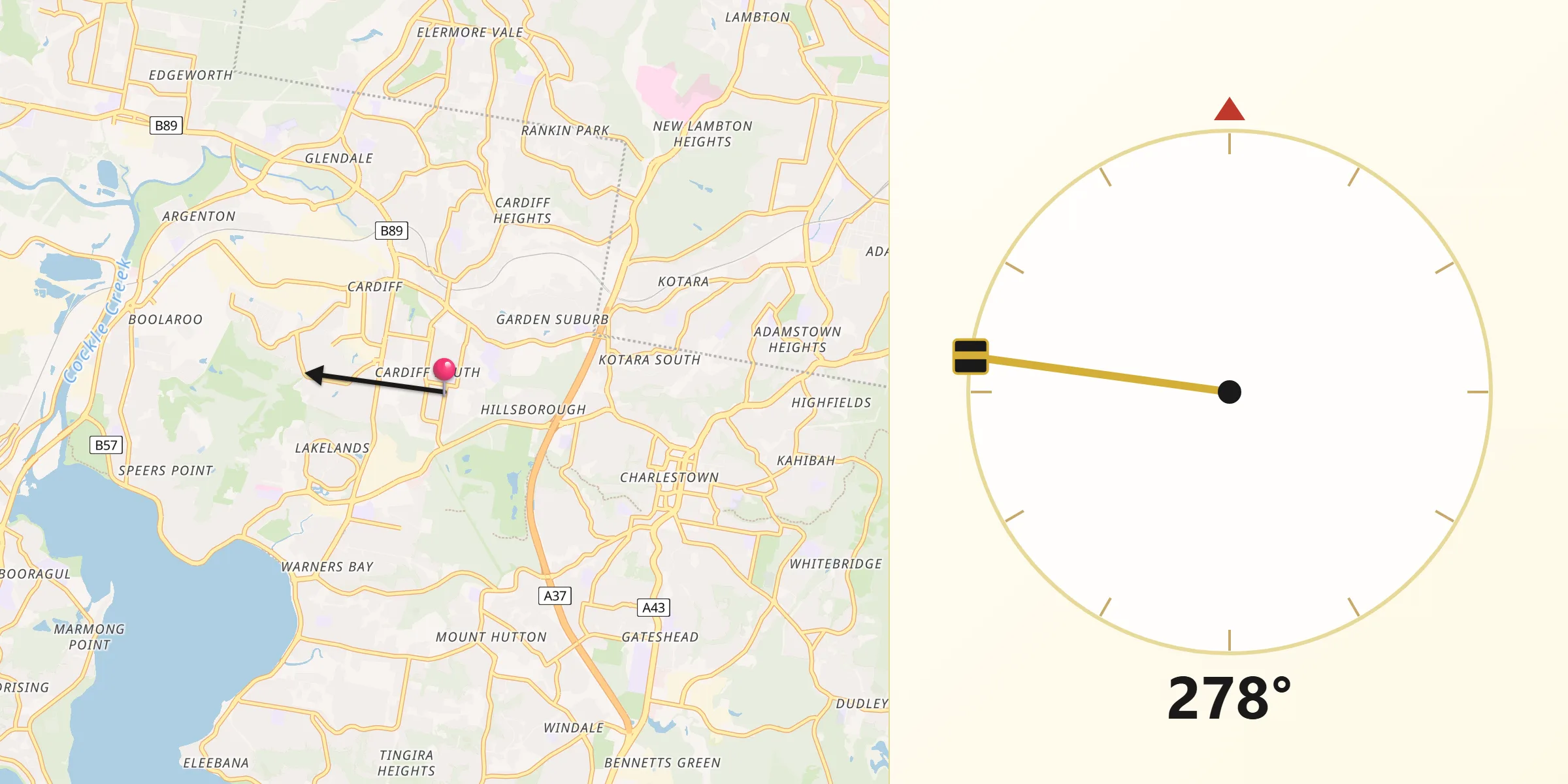 Qibla Direction from Cardiff South