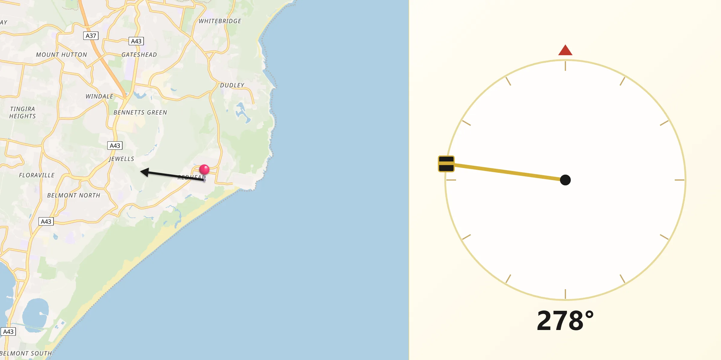 Qibla Direction from Redhead