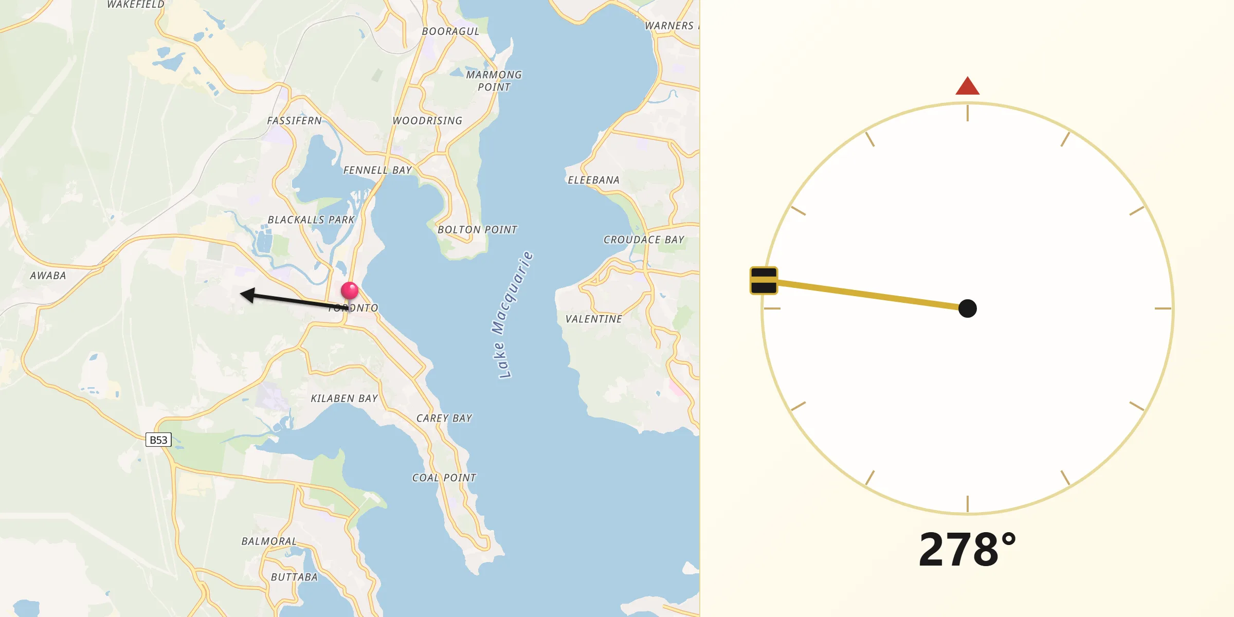 Qibla Direction from Toronto