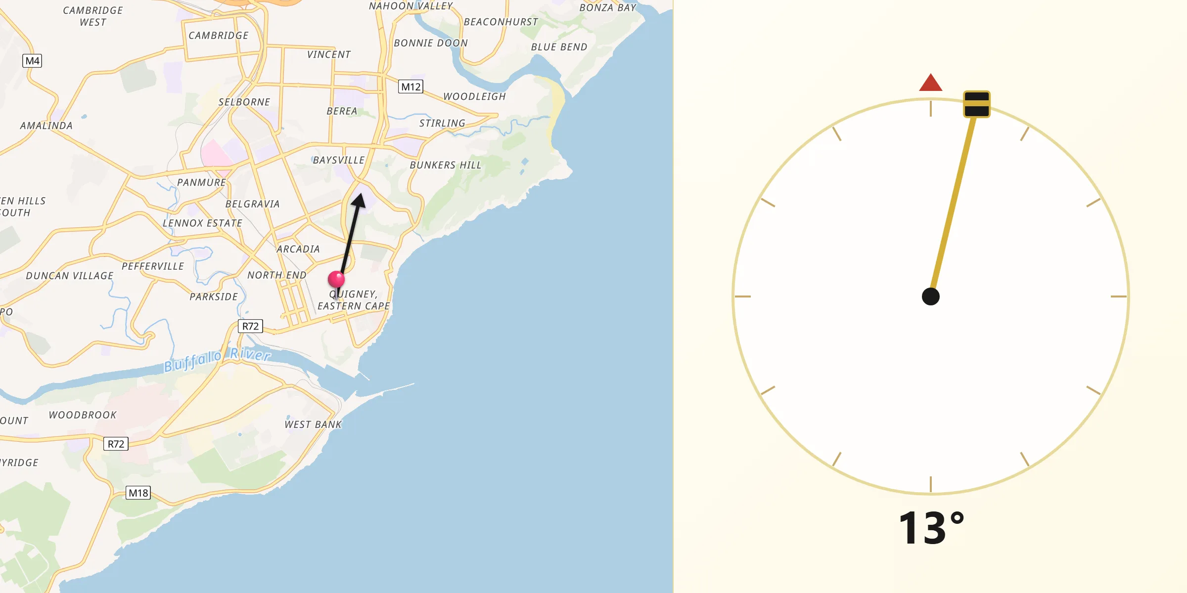 Qibla Direction from East London