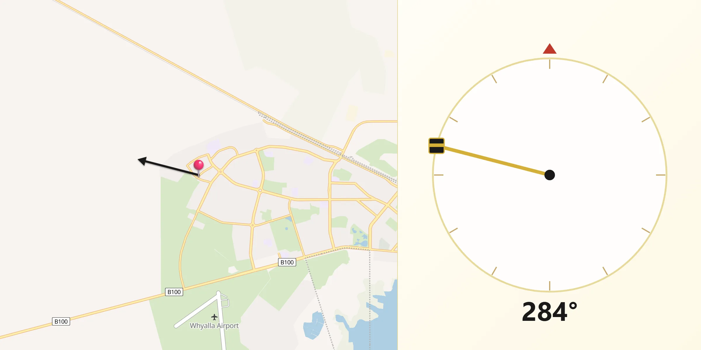 Qibla Direction from Whyalla Jenkins