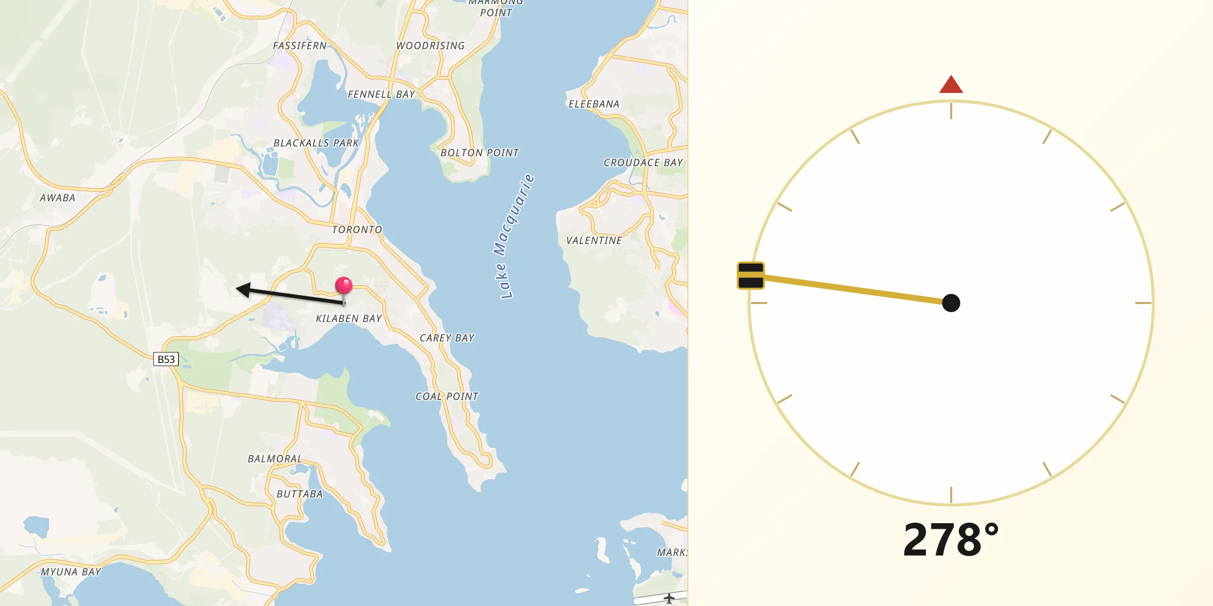 Qibla Direction from Kilaben Bay