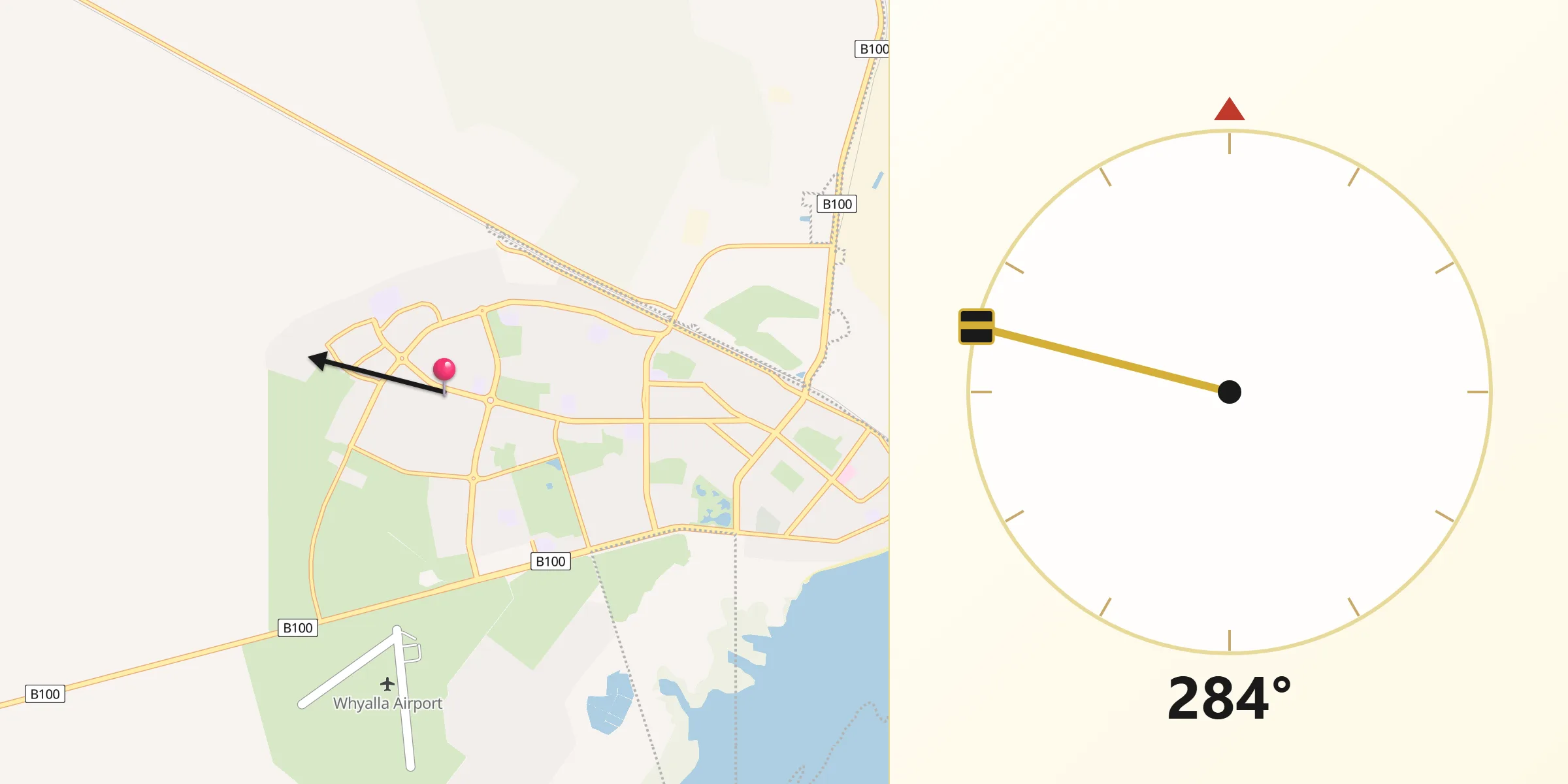 Qibla Direction from Whyalla Stuart