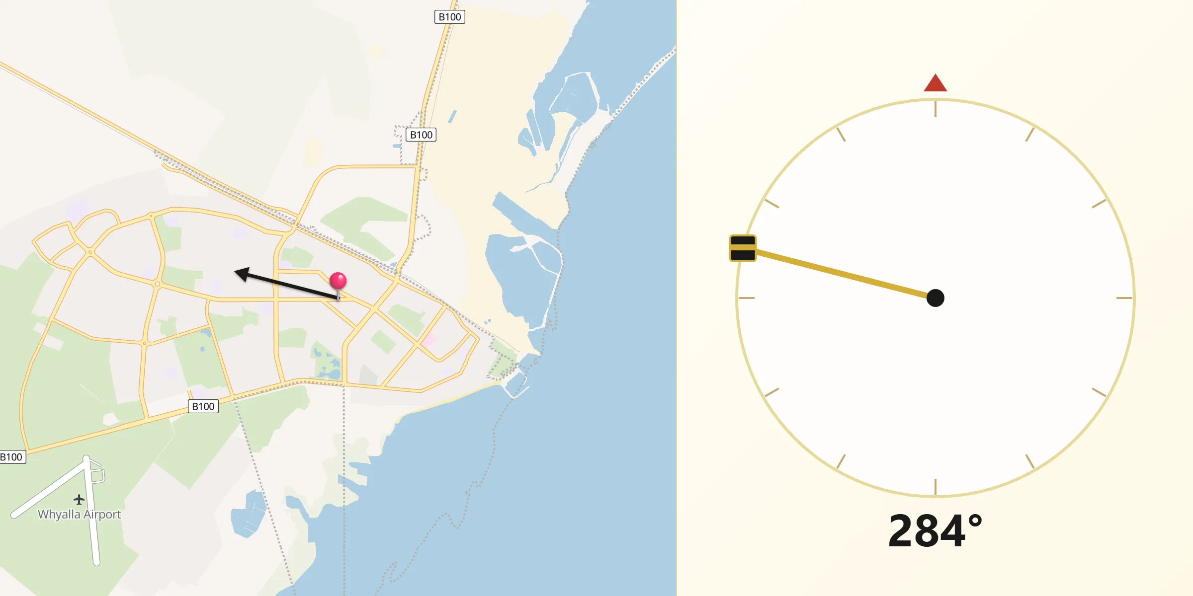 Qibla Direction from Whyalla Playford