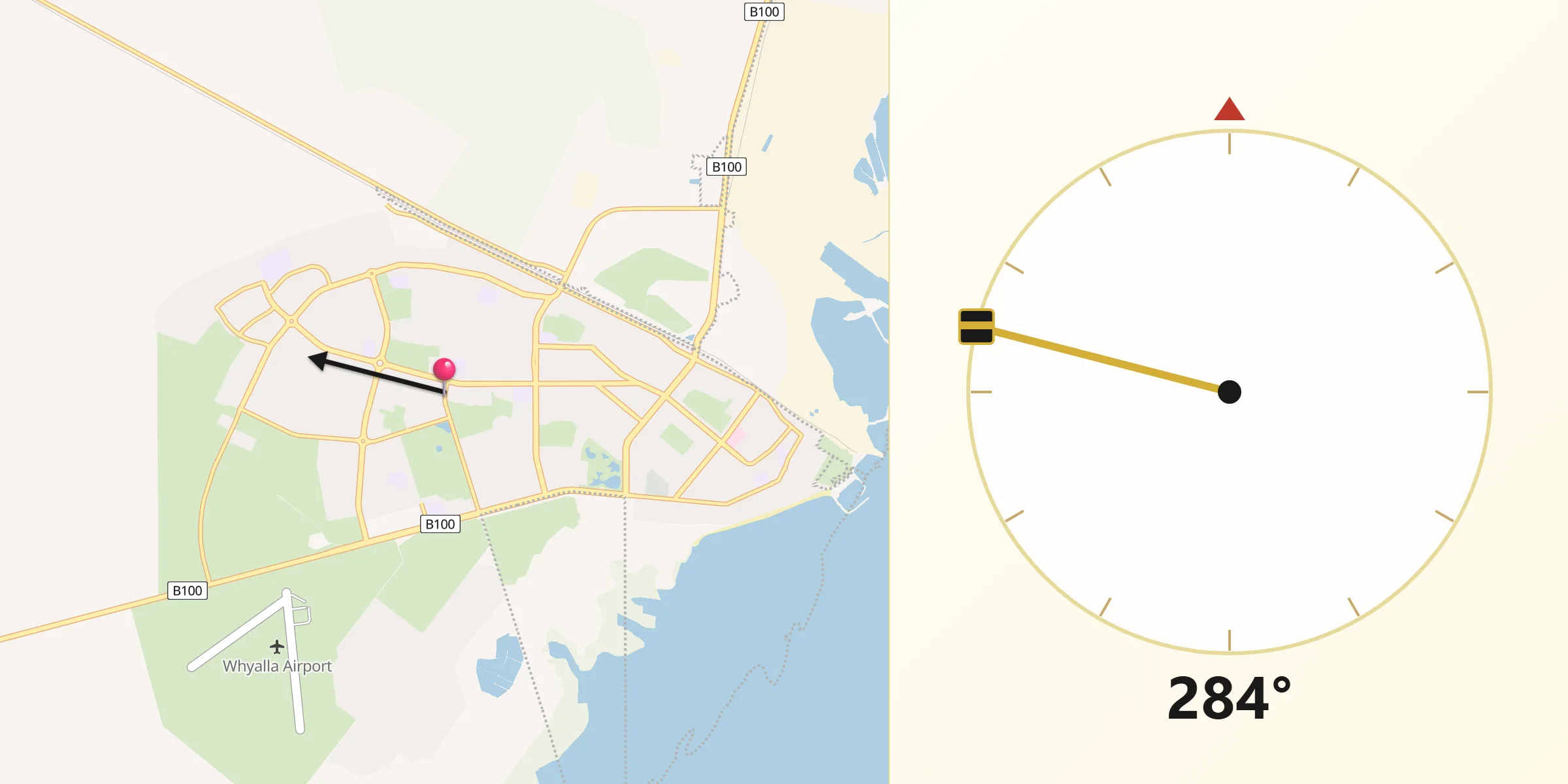 Qibla Direction from Whyalla Norrie