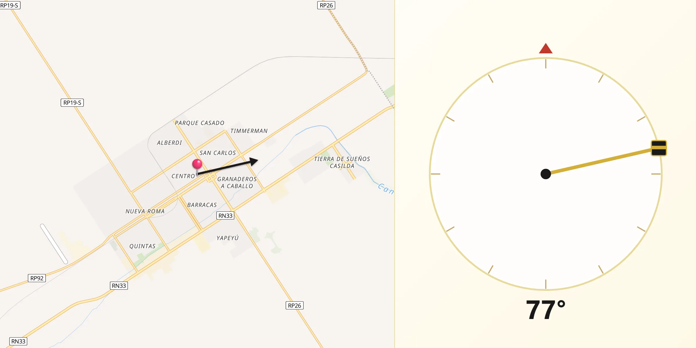 Dirección de la Qibla desde Casilda