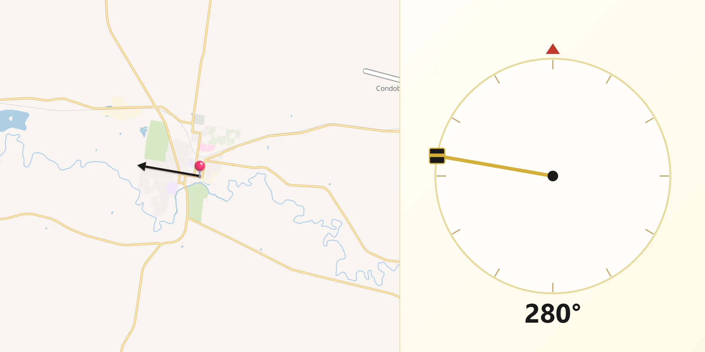 Qibla Direction from Condobolin