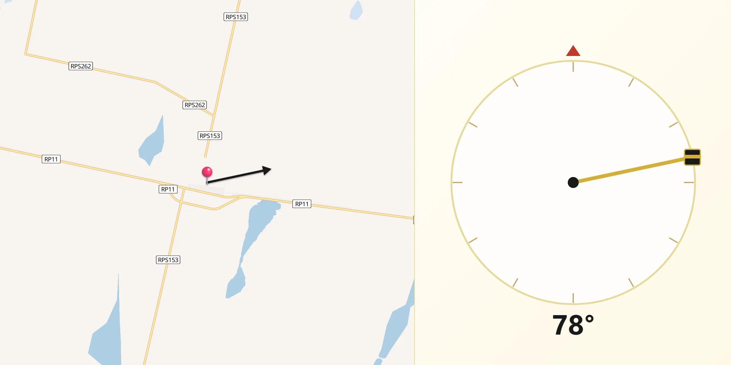 Dirección de la Qibla desde Pascanas