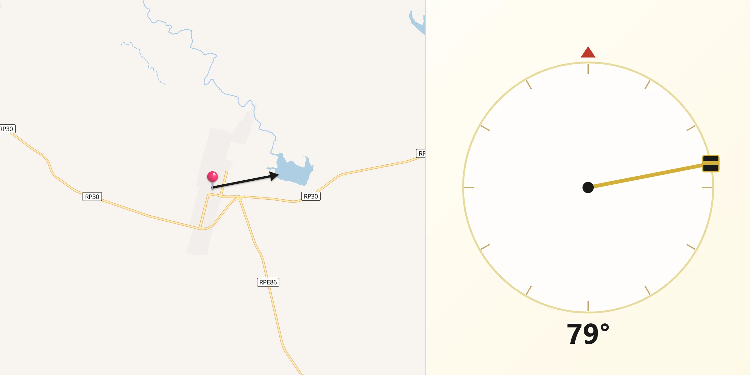 Dirección de la Qibla desde Achiras