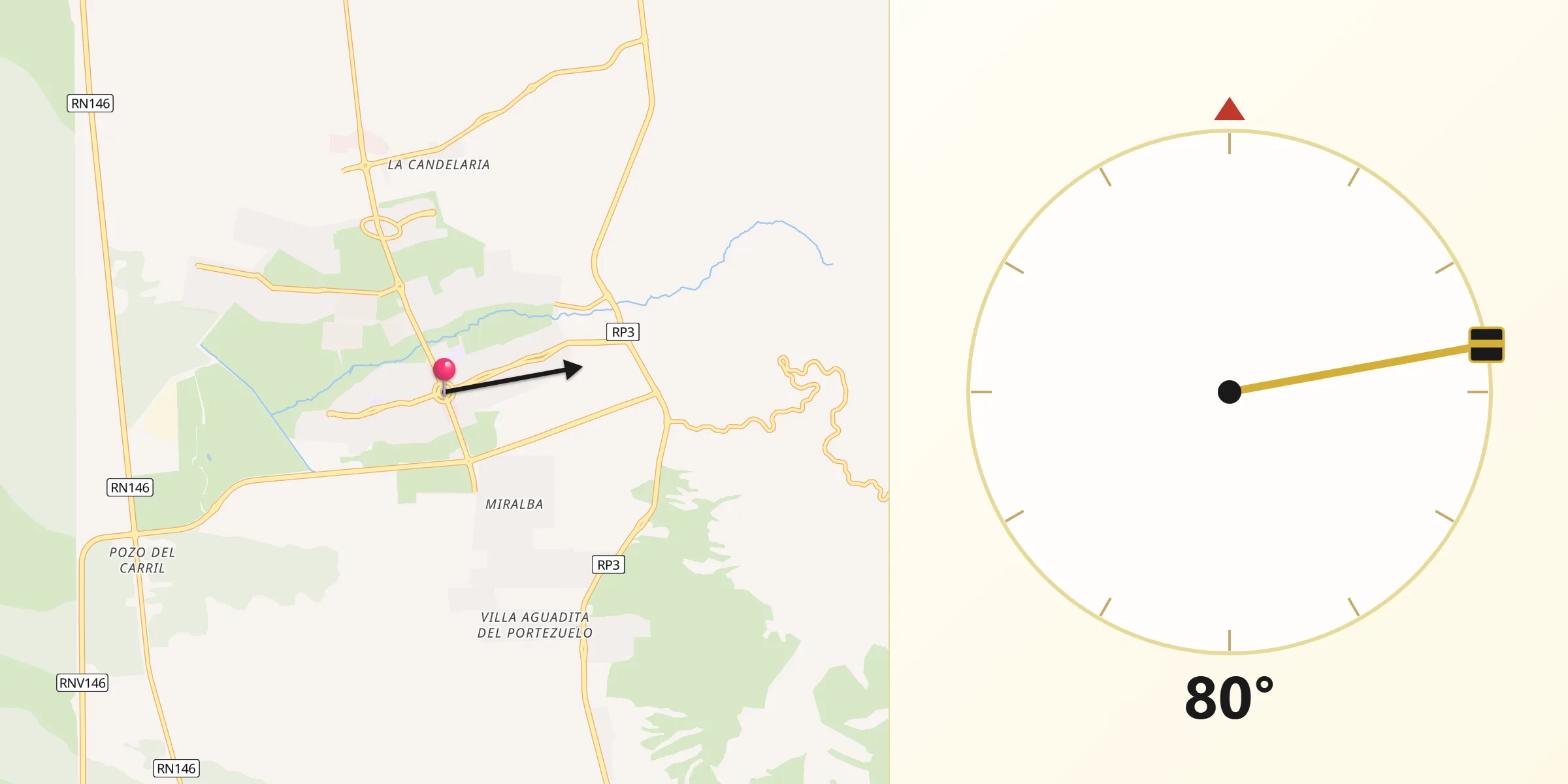 Dirección de la Qibla desde La Punta