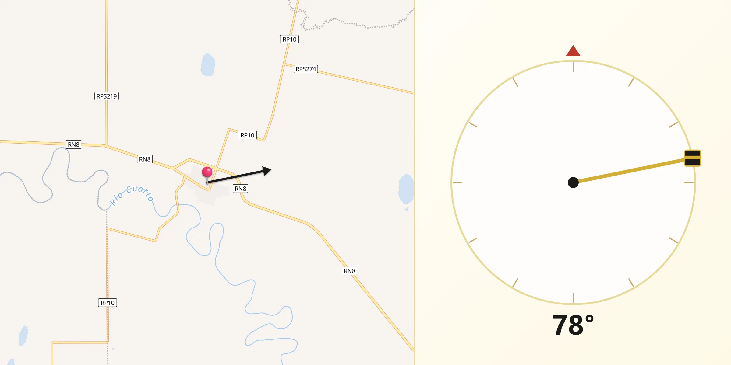 Dirección de la Qibla desde Villa Reducción