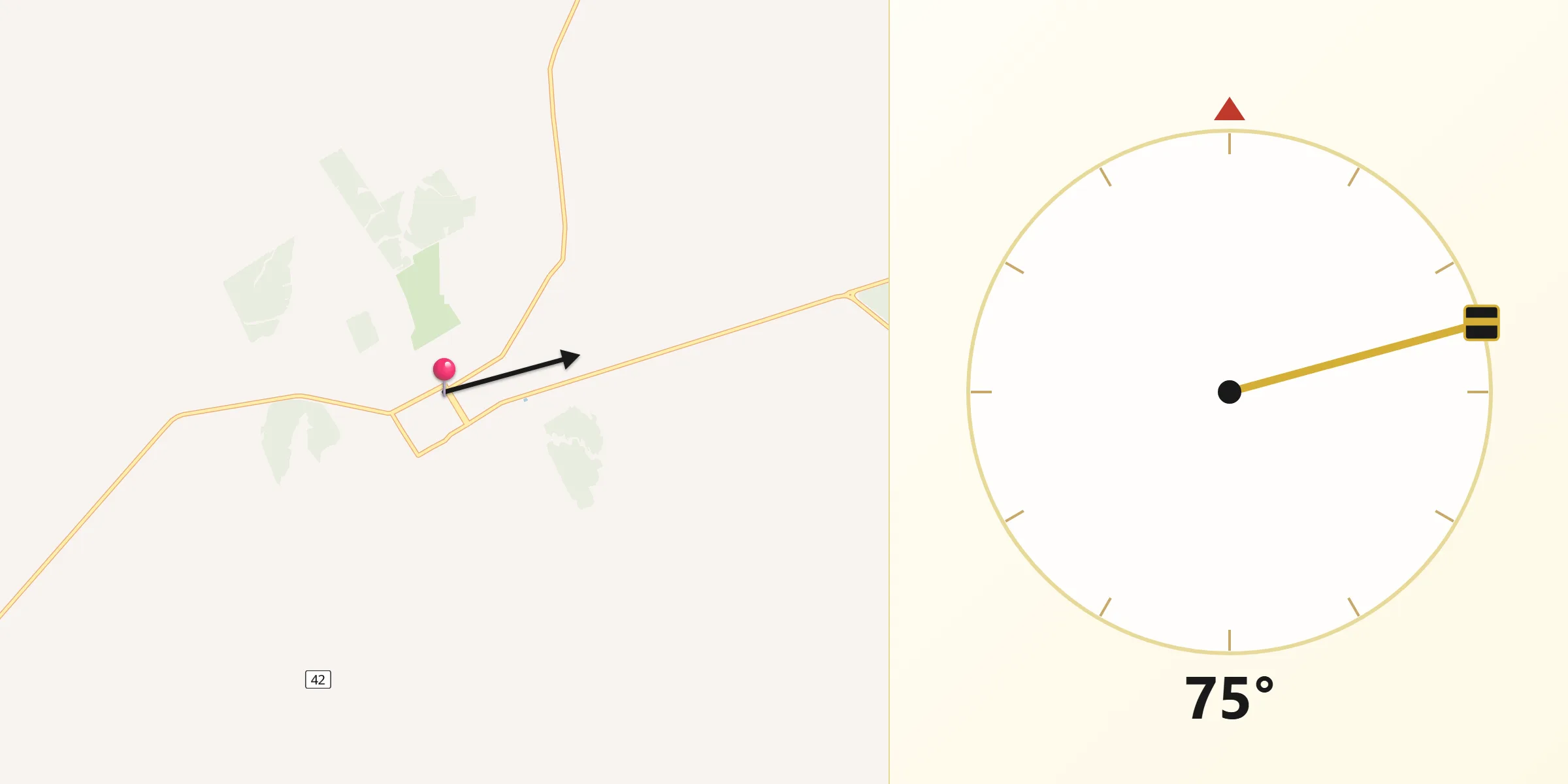 Dirección de la Qibla desde Villa del Carmen