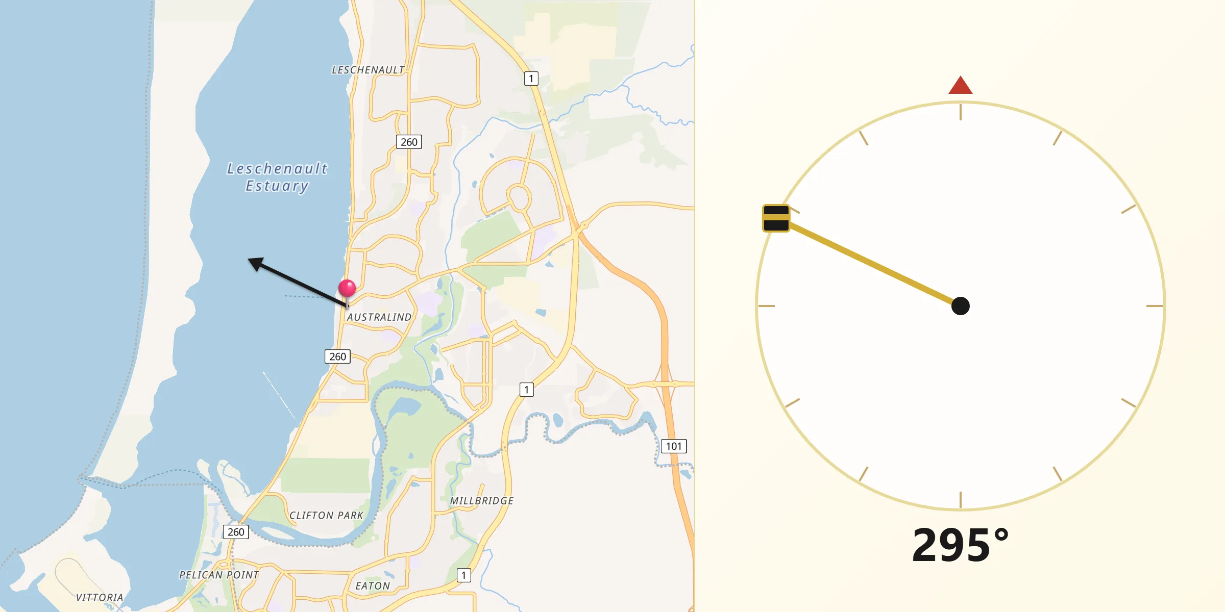 Qibla Direction from Australind