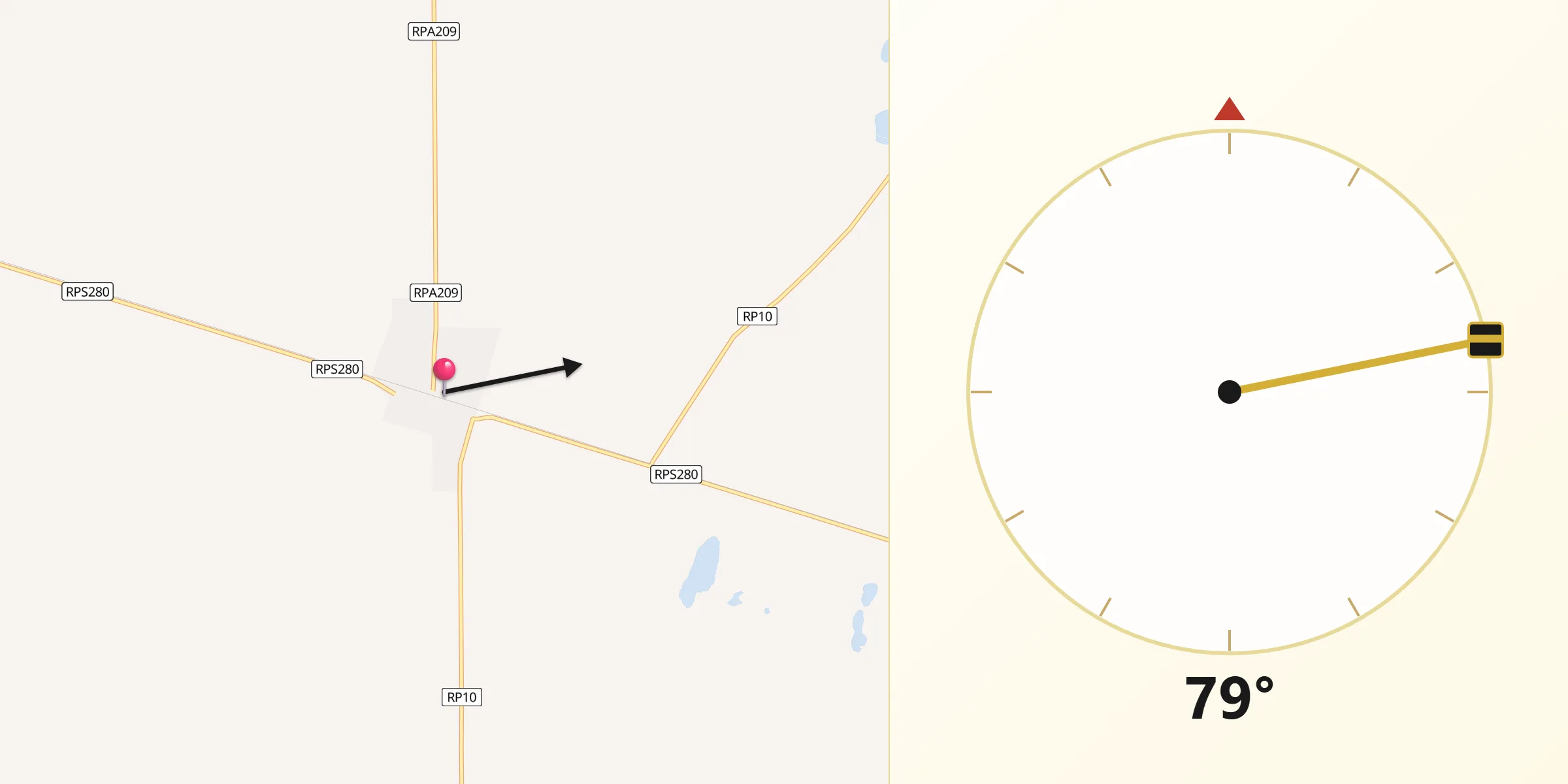 Dirección de la Qibla desde Las Acequias
