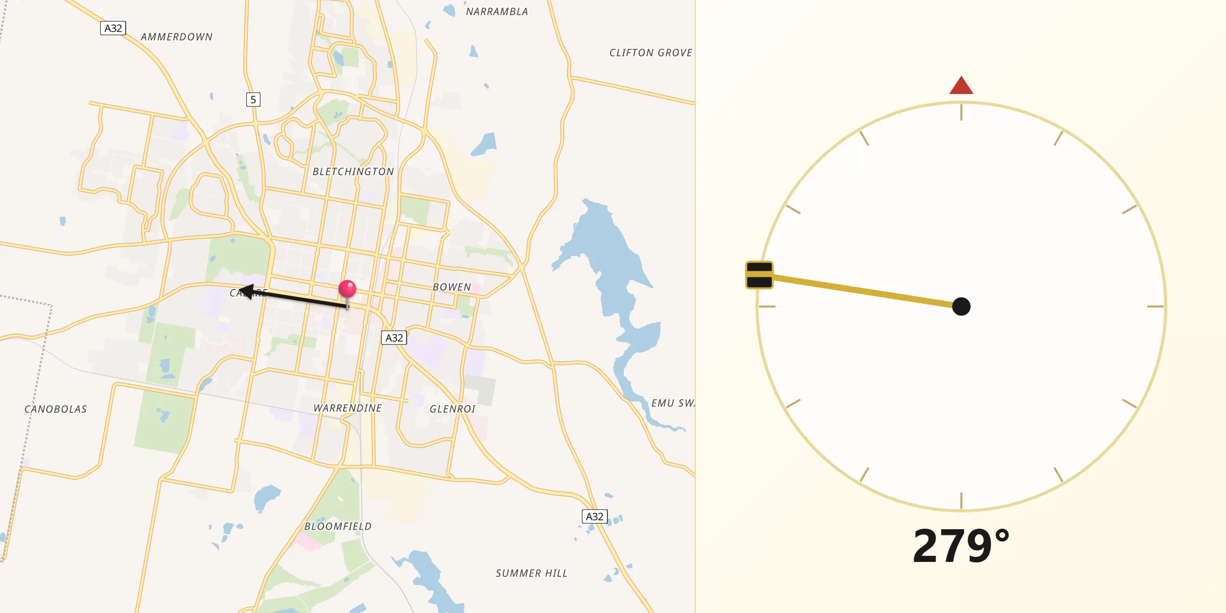 Qibla Direction from Orange