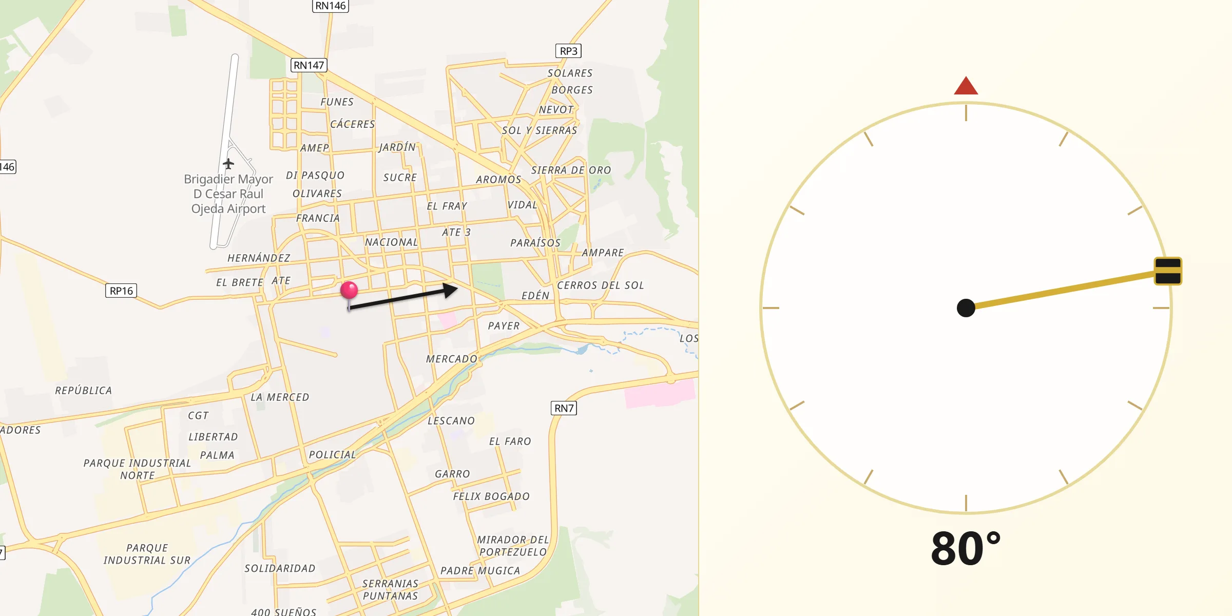 Dirección de la Qibla desde San Luis