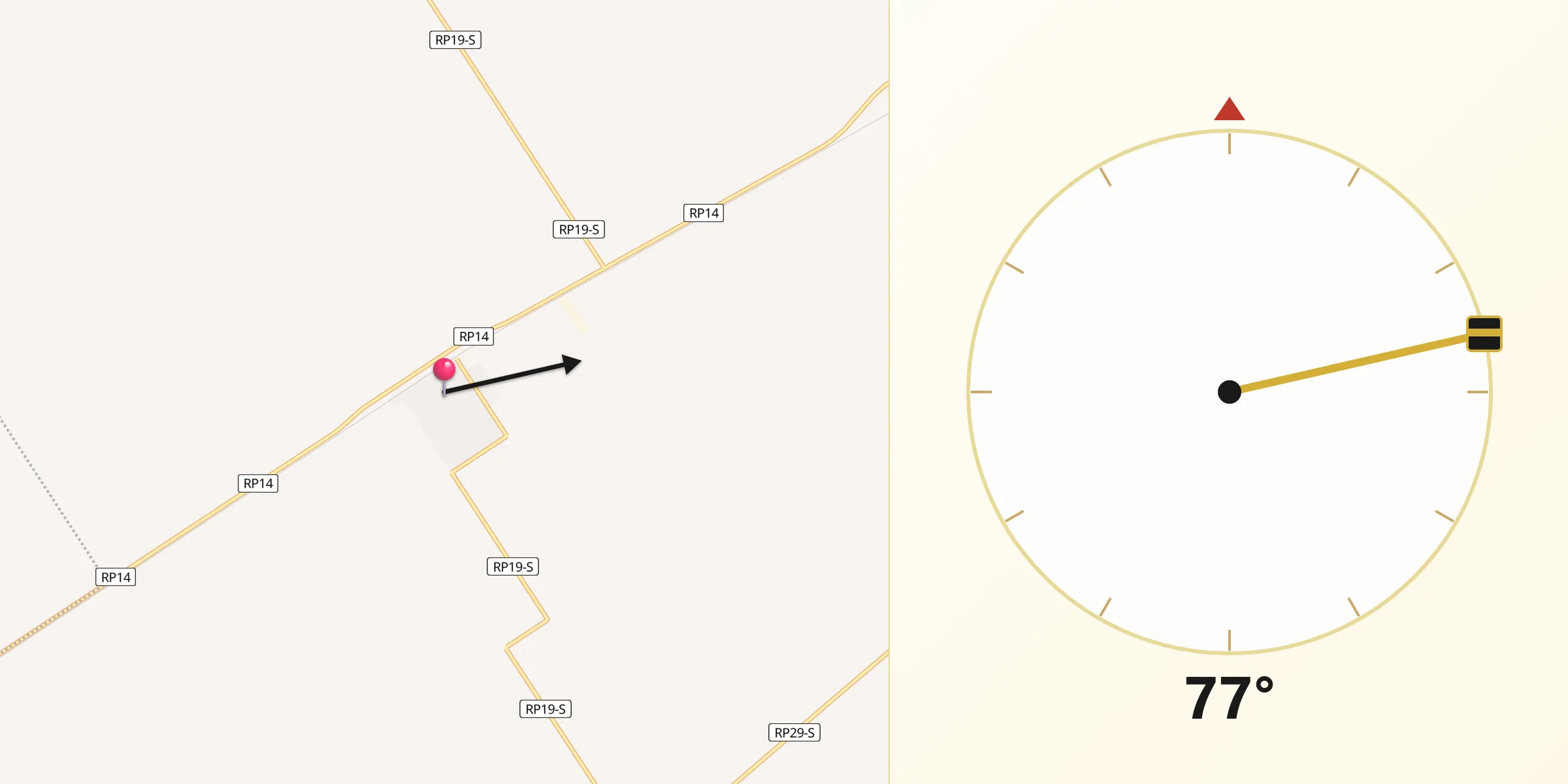 Dirección de la Qibla desde Villa Mugueta