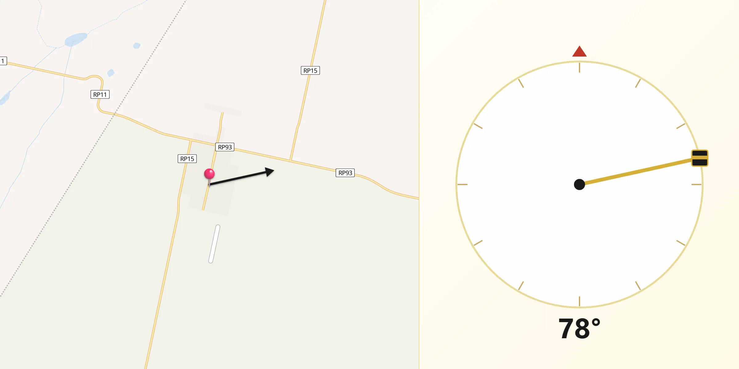Dirección de la Qibla desde Chañar Ladeado