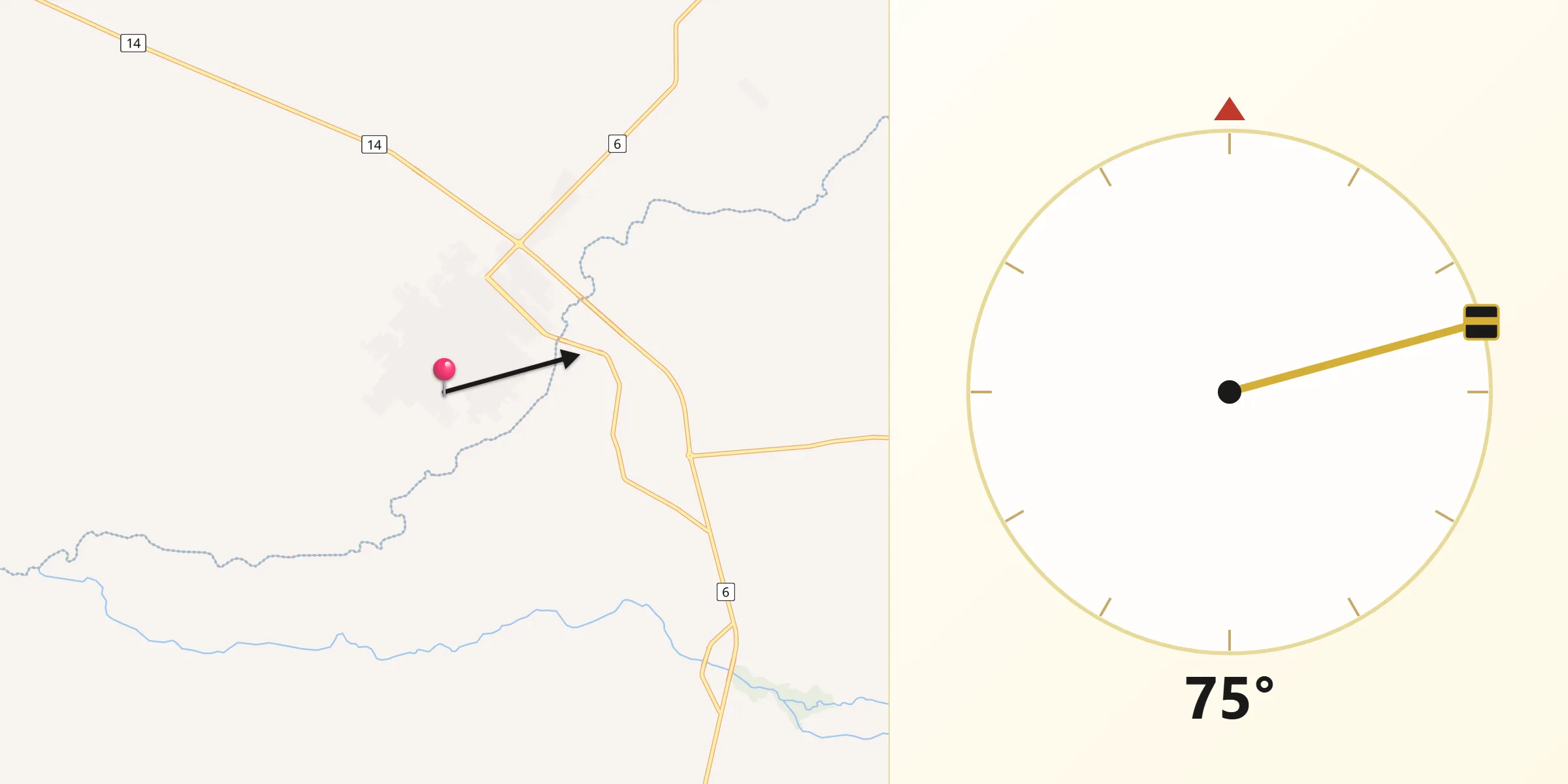 Dirección de la Qibla desde Sarandí del Yi