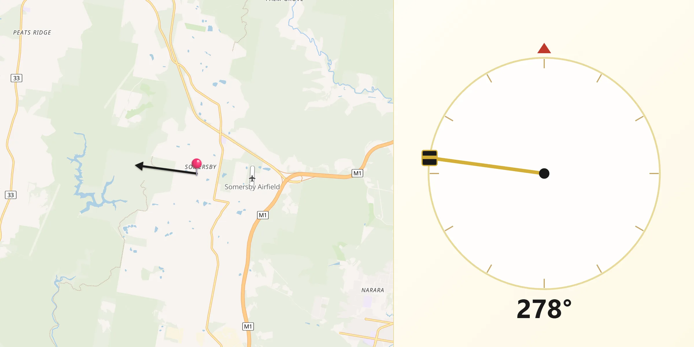 Qibla Direction from Somersby