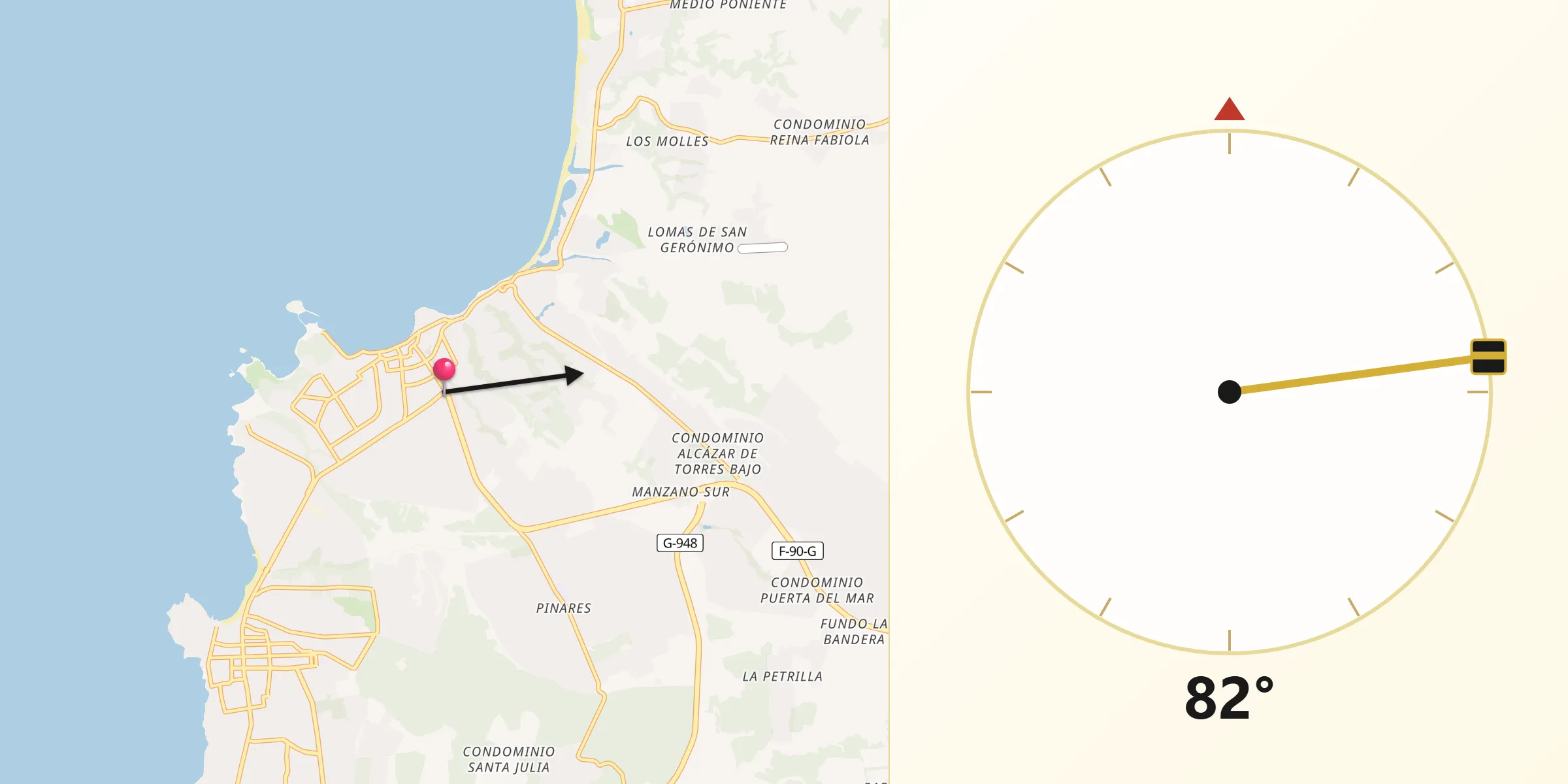 Dirección de la Qibla desde Algarrobo