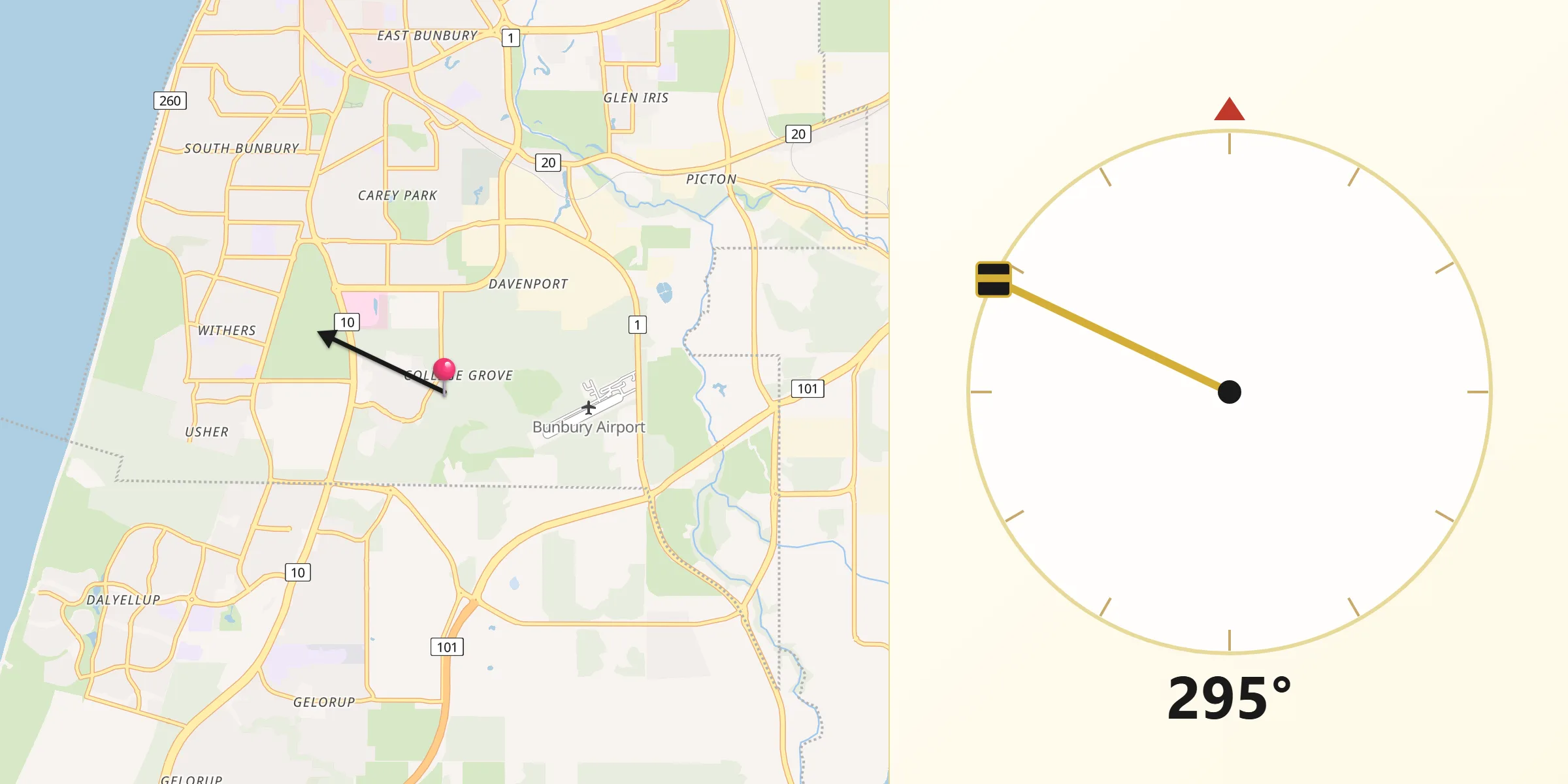 Qibla Direction from College Grove