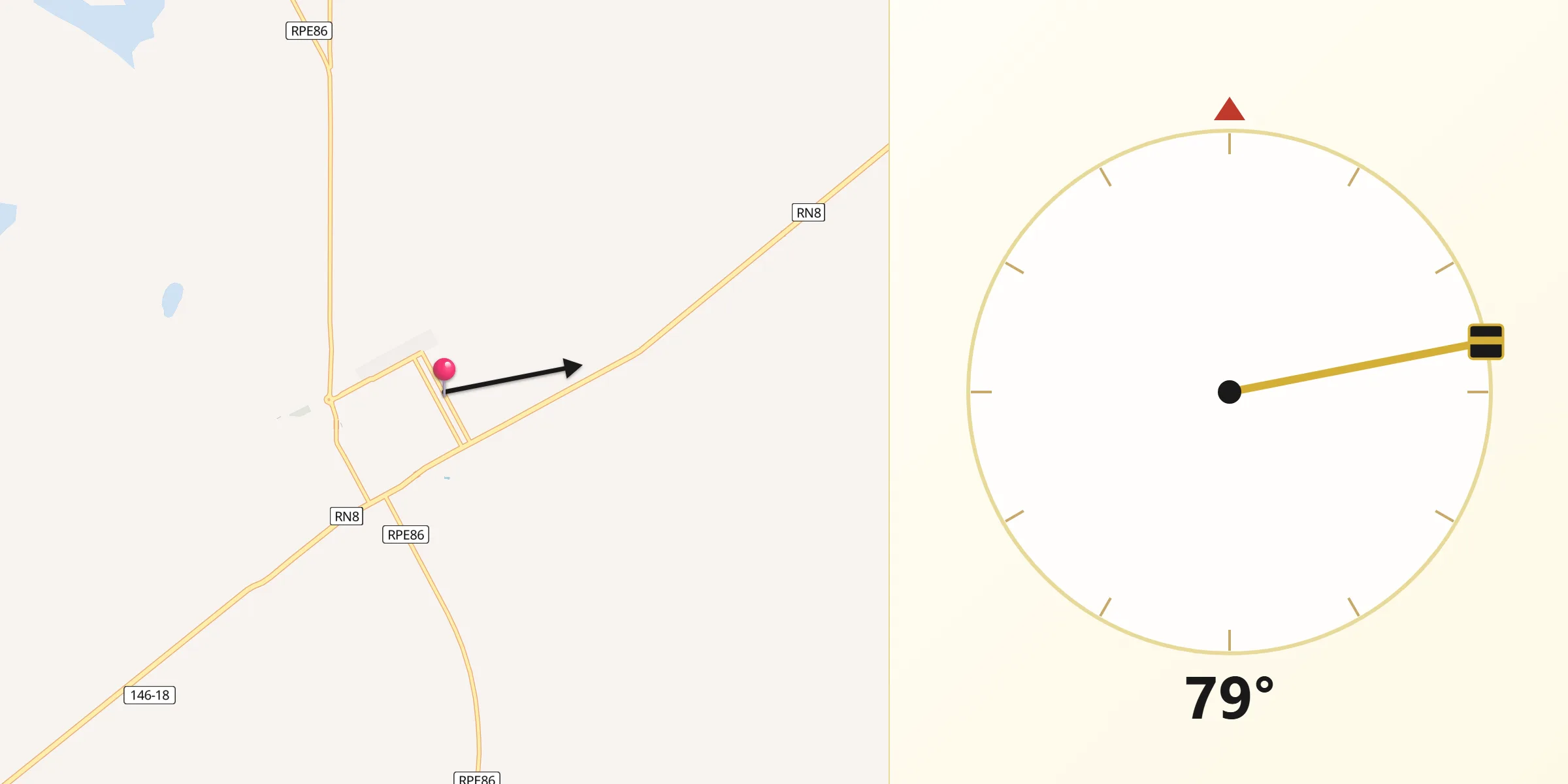 Dirección de la Qibla desde Sampacho