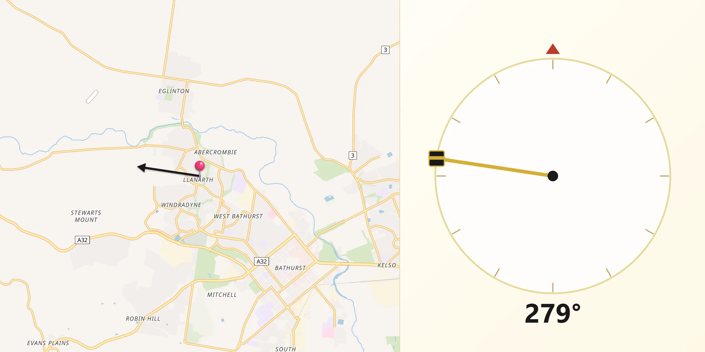 Qibla Direction from Llanarth