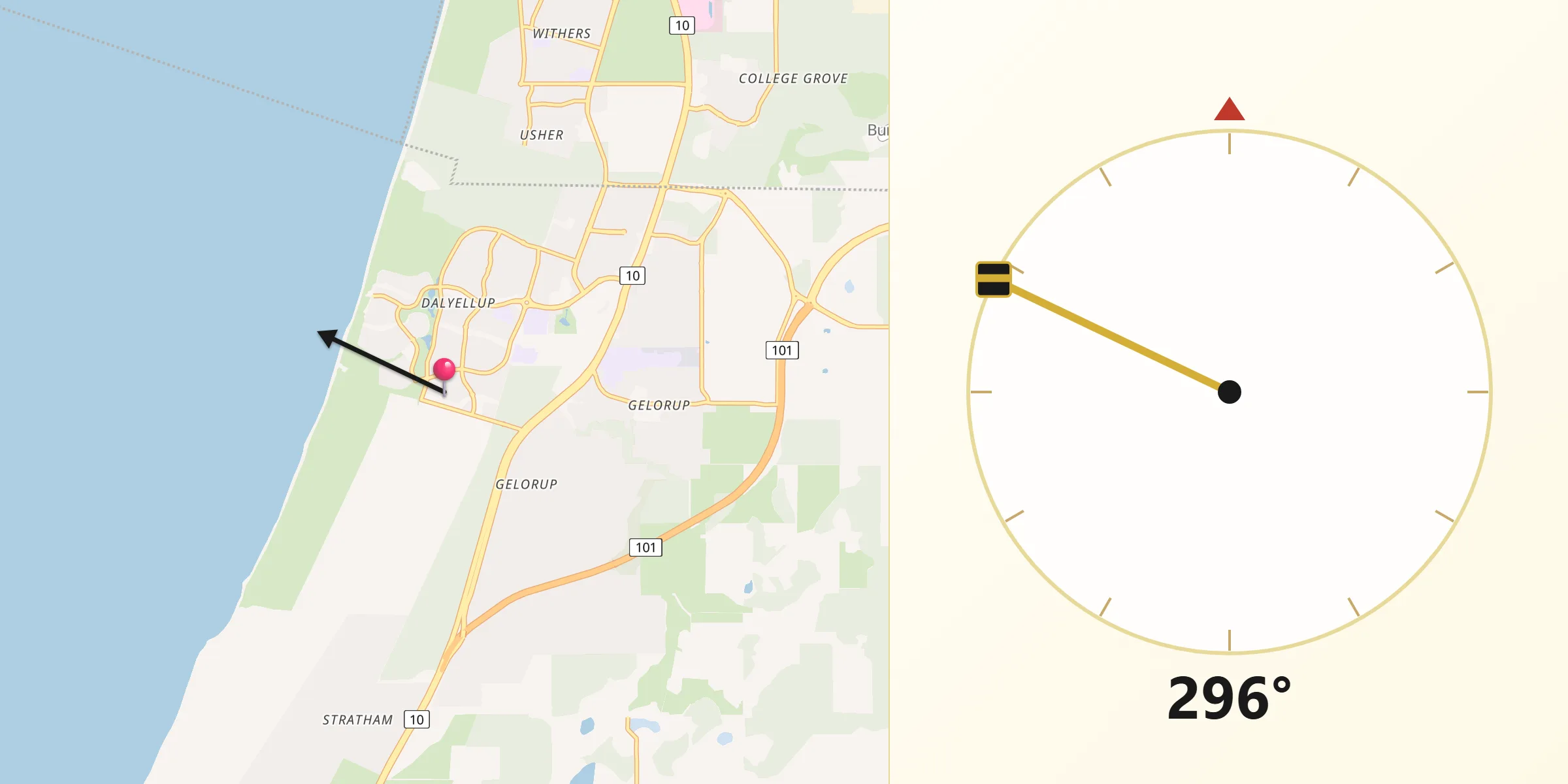Qibla Direction from Dalyellup
