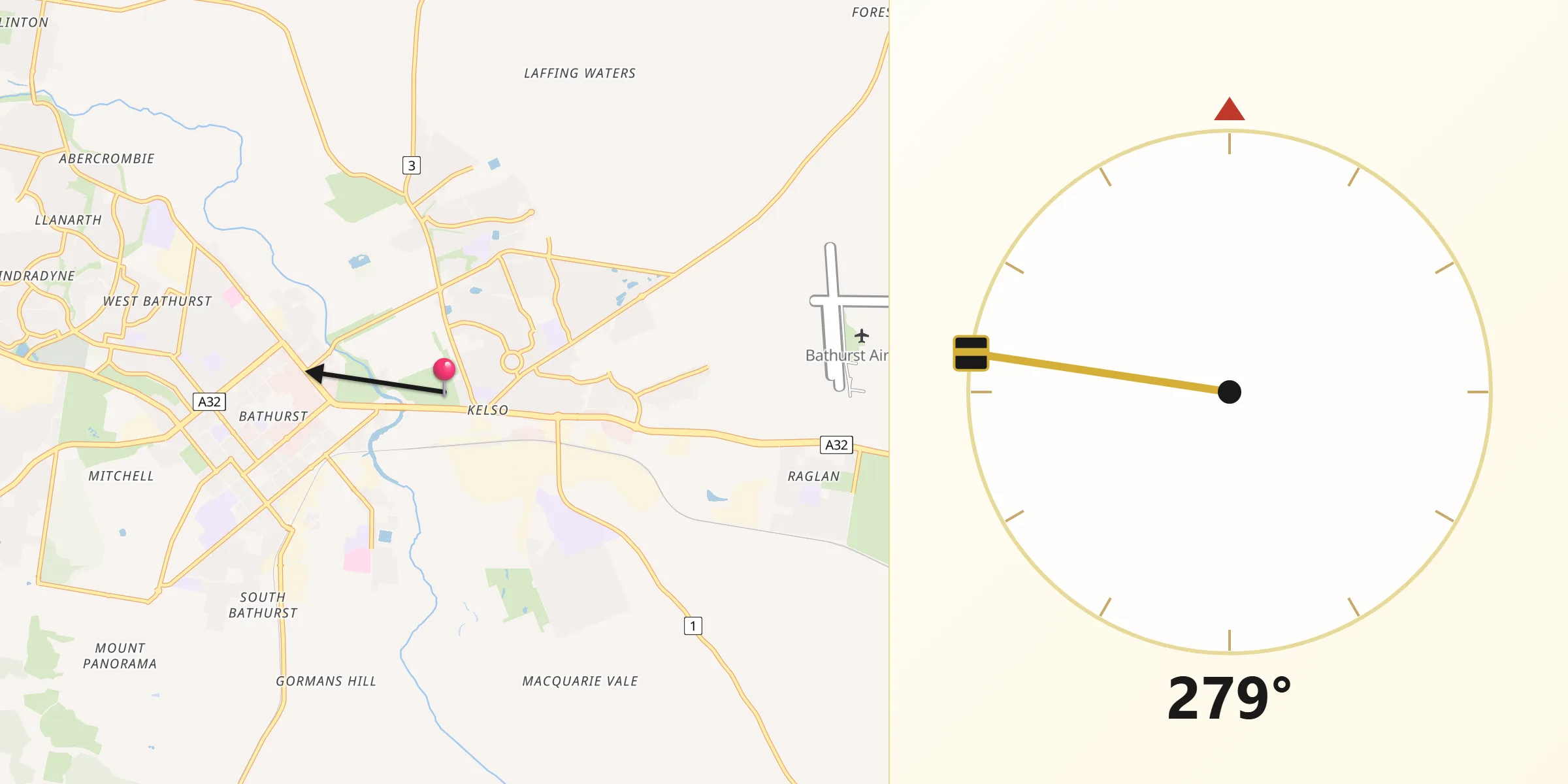 Qibla Direction from Kelso