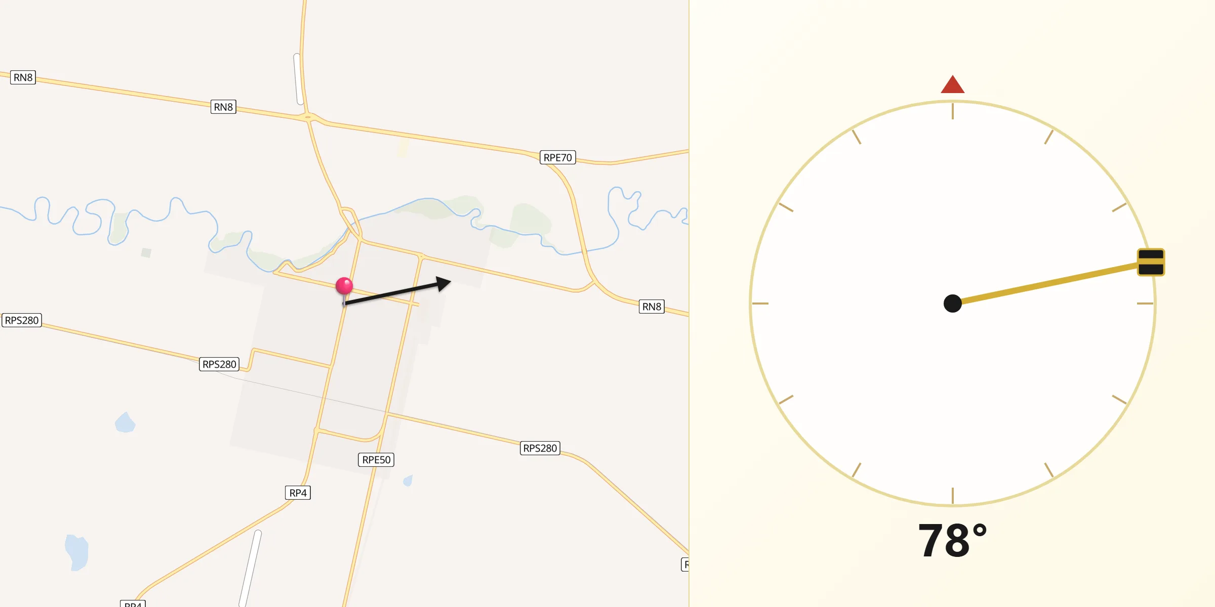 Dirección de la Qibla desde La Carlota