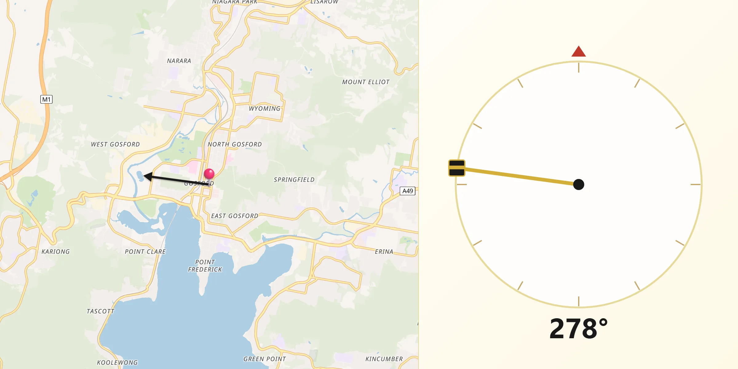 Qibla Direction from Gosford