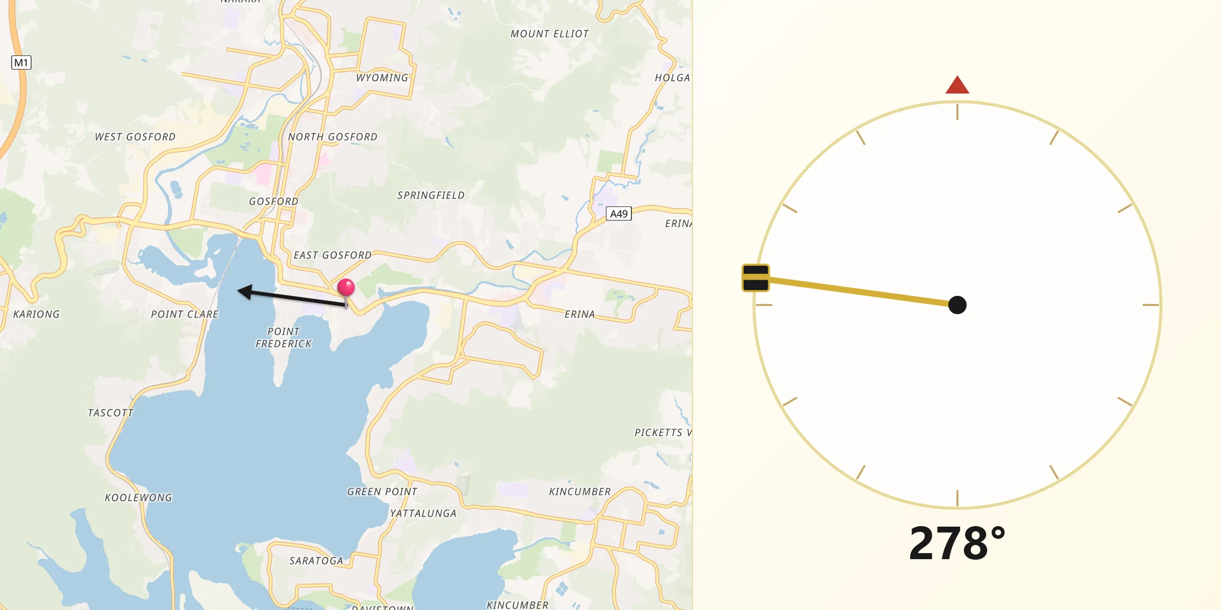 Qibla Direction from East Gosford