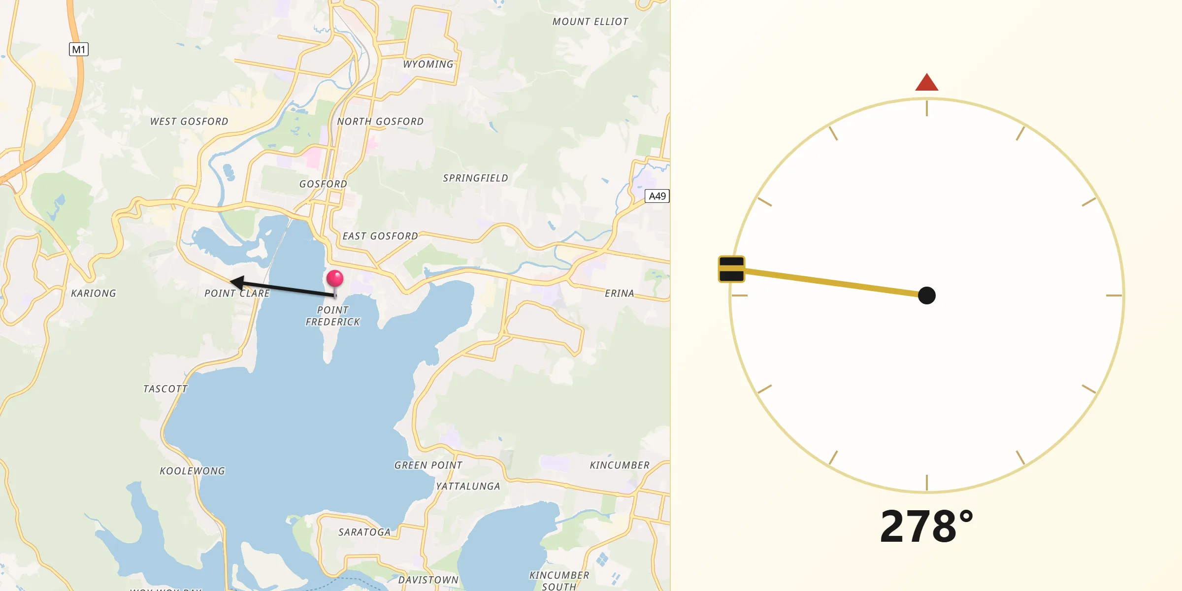 Qibla Direction from Point Frederick