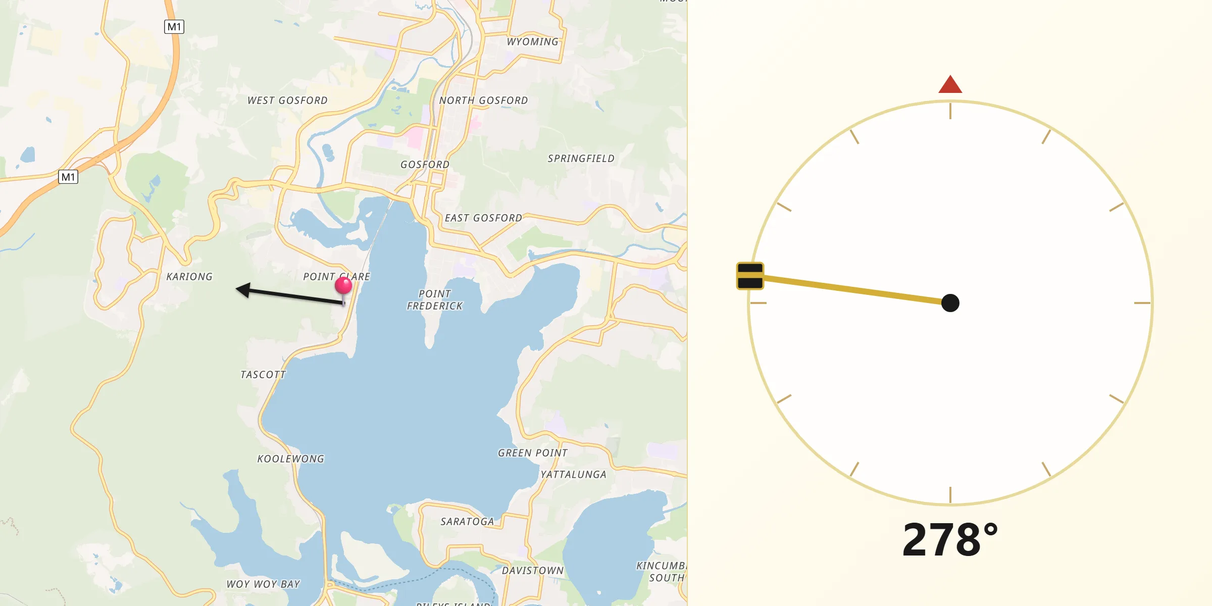 Qibla Direction from Point Clare