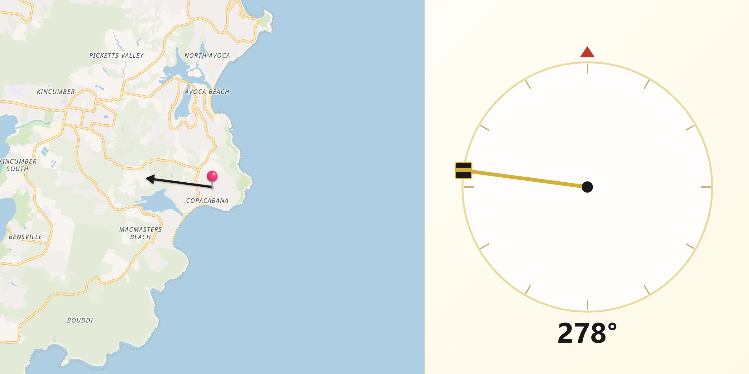 Qibla Direction from Copacabana