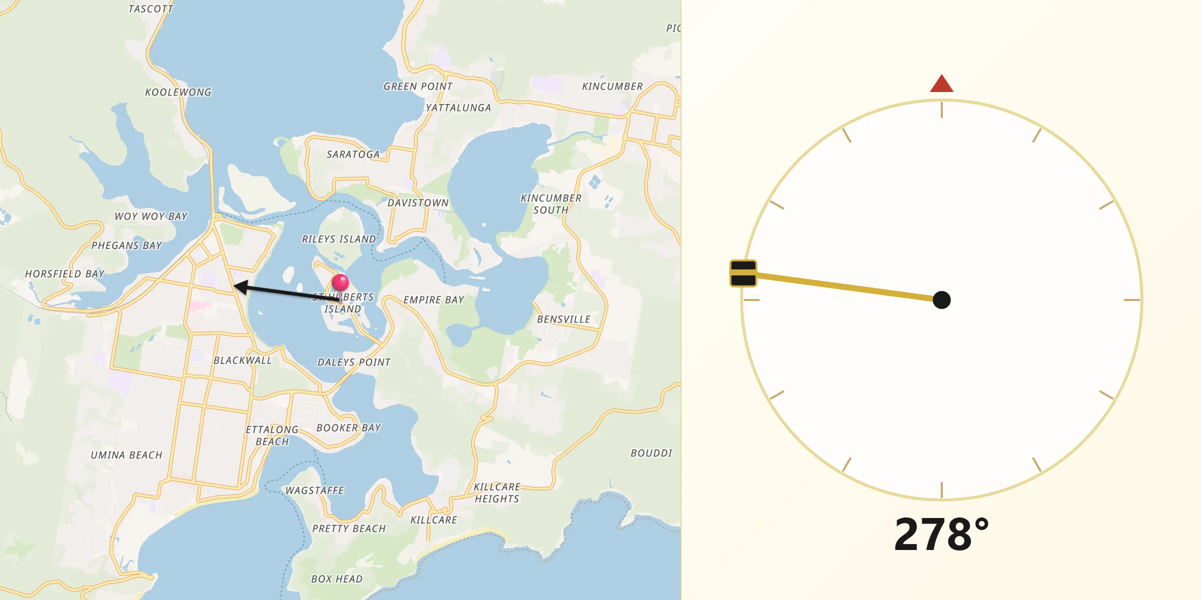 Qibla Direction from St Huberts Island