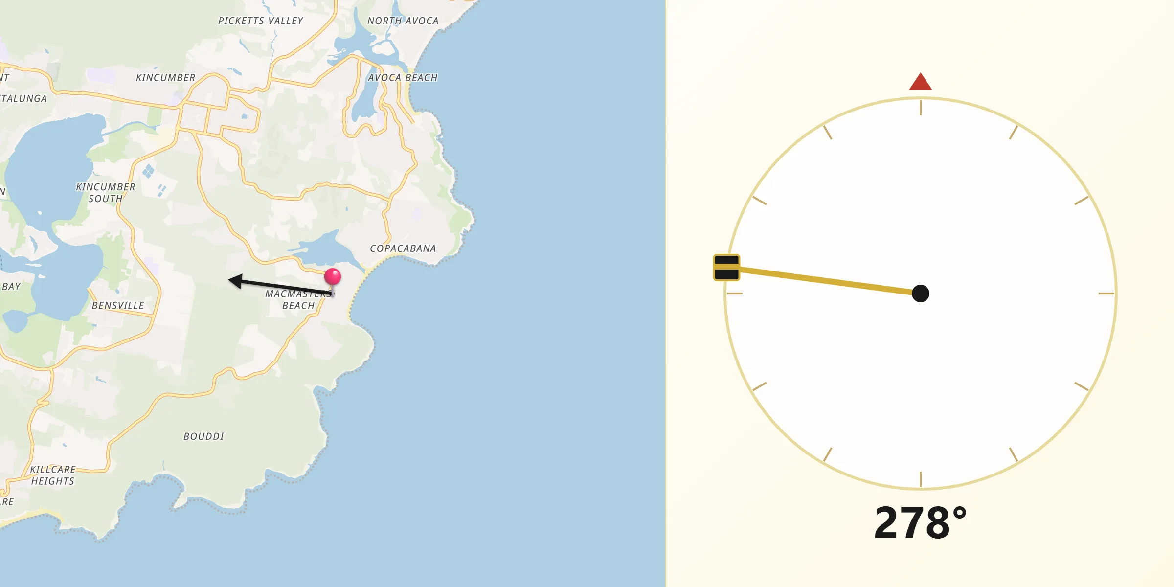 Qibla Direction from Macmasters Beach